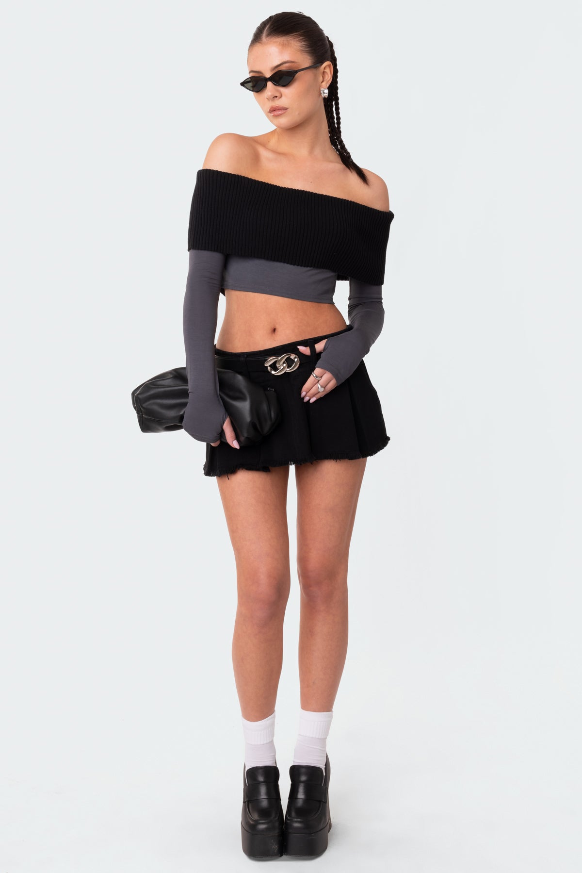 Alma Off Shoulder Half Knit Top - Image 2