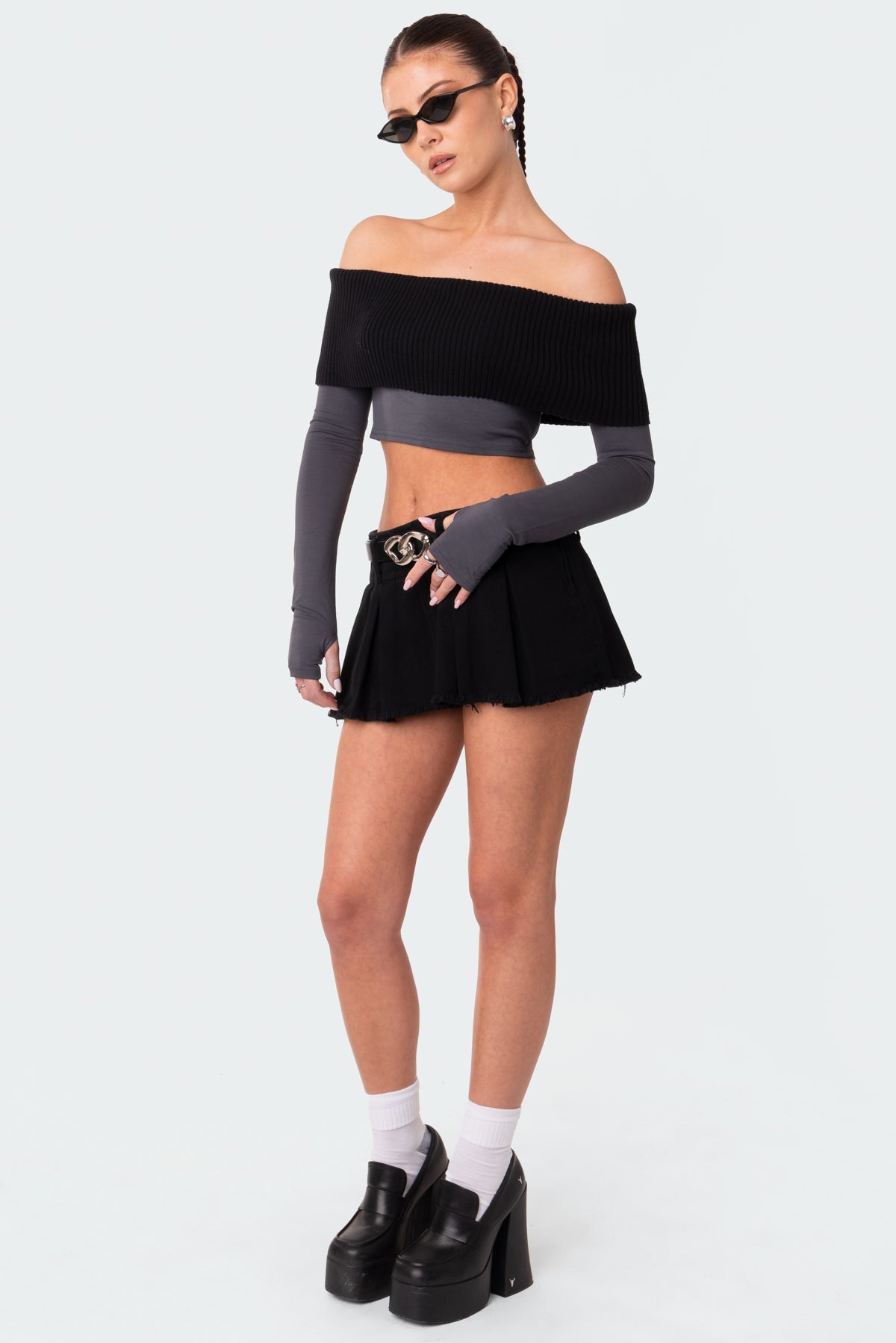 Alma Off Shoulder Half Knit Top - Image 3