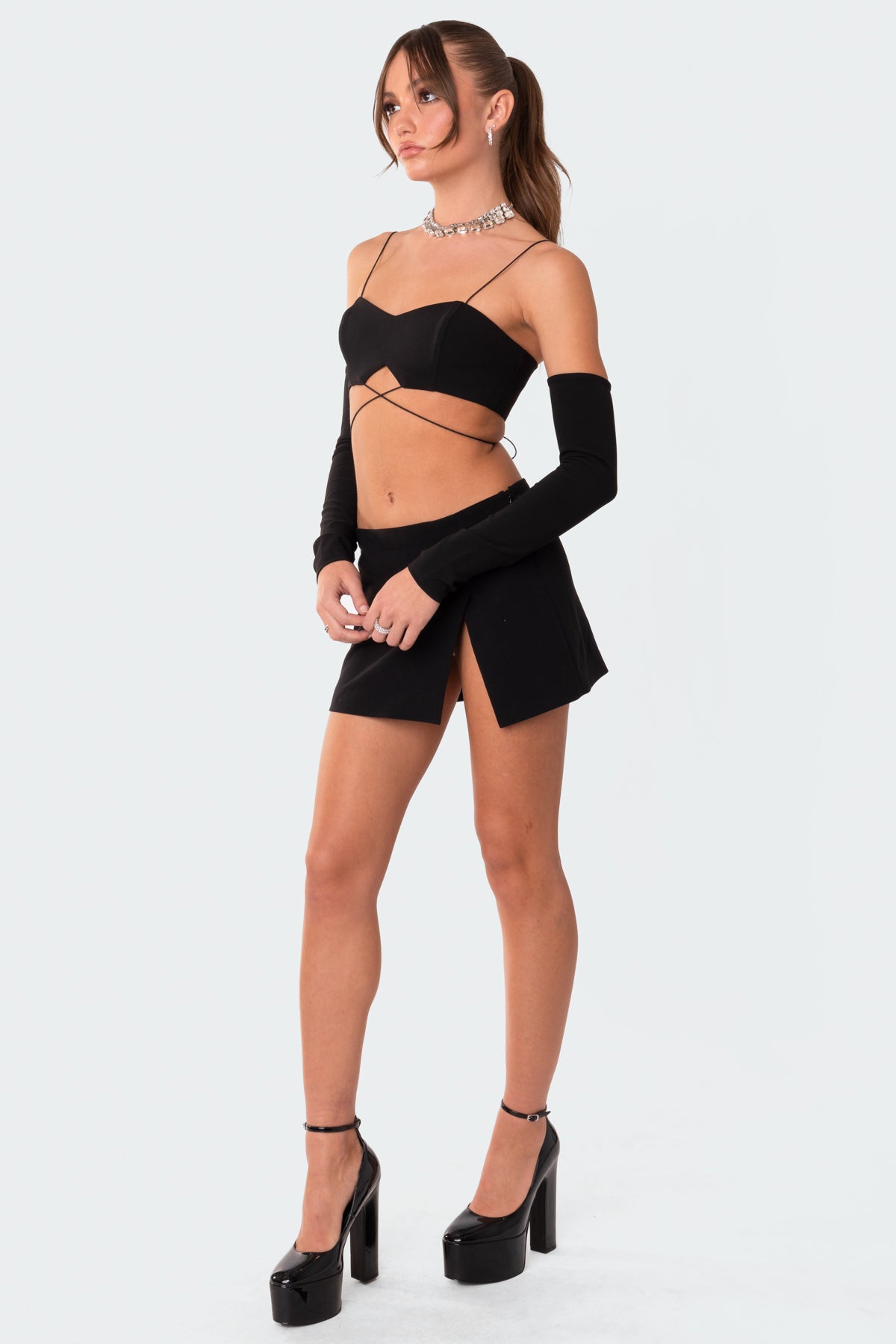 Beatrix separate sleeves crossed crop top - Image 4