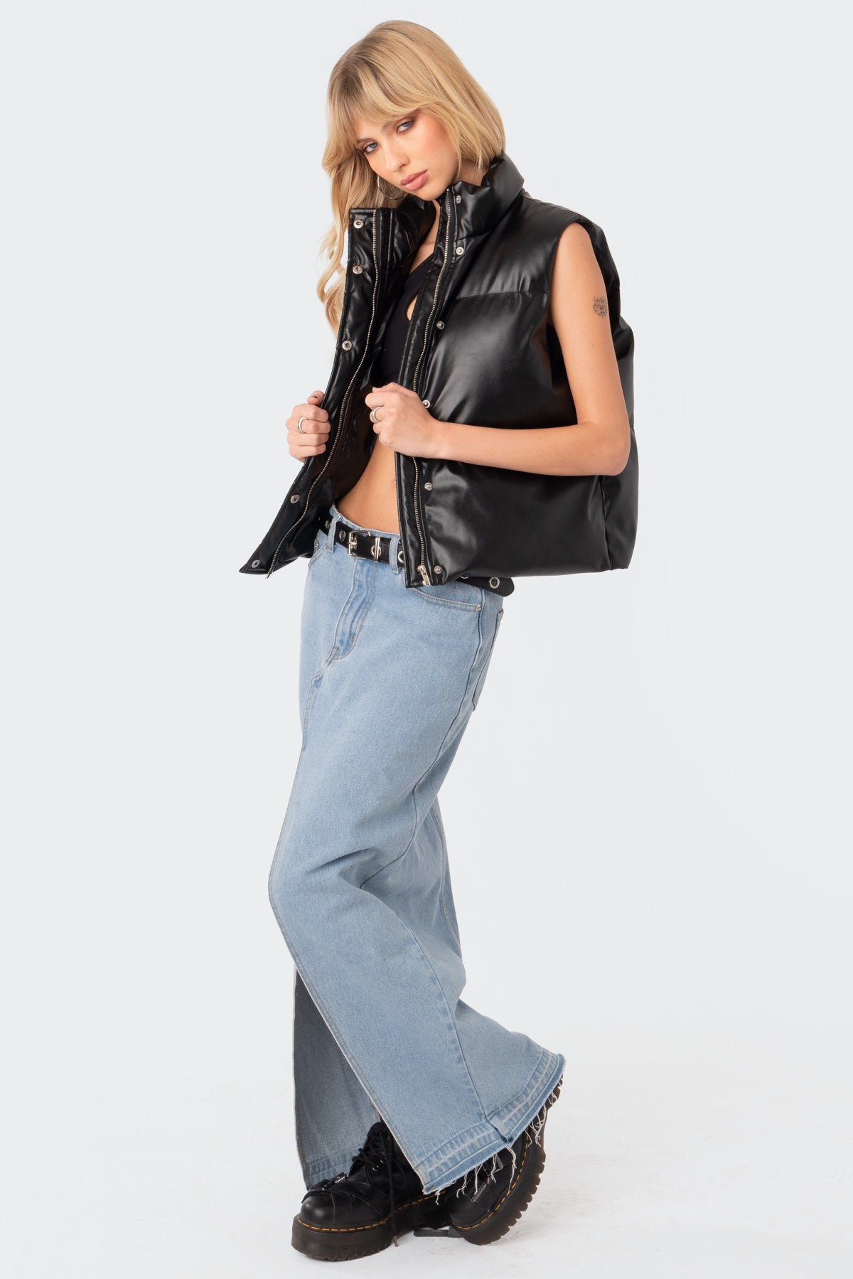 Kade Faux Leather Puffer Vest - Image 3