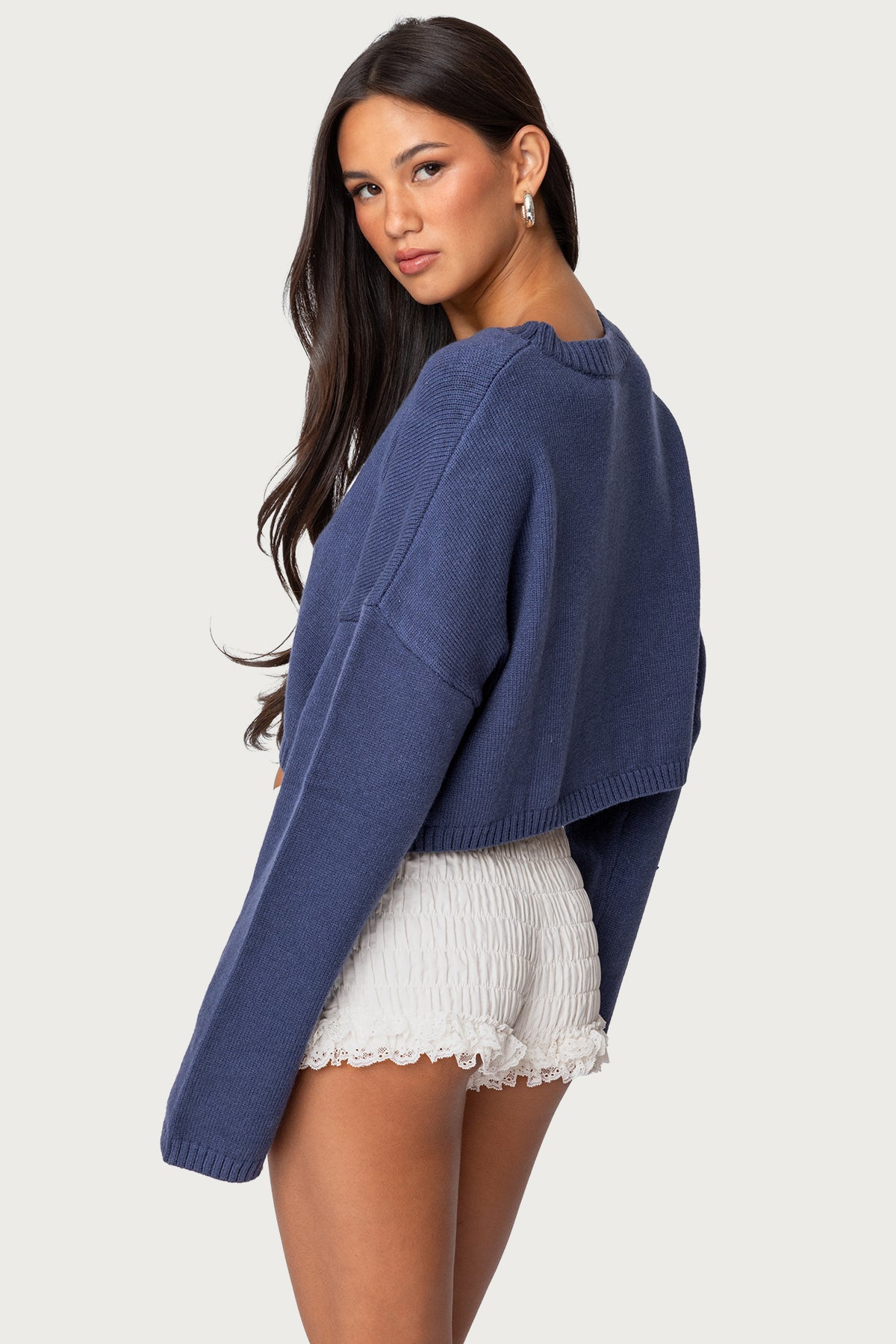 Knit Bow Cropped Sweater - Image 4