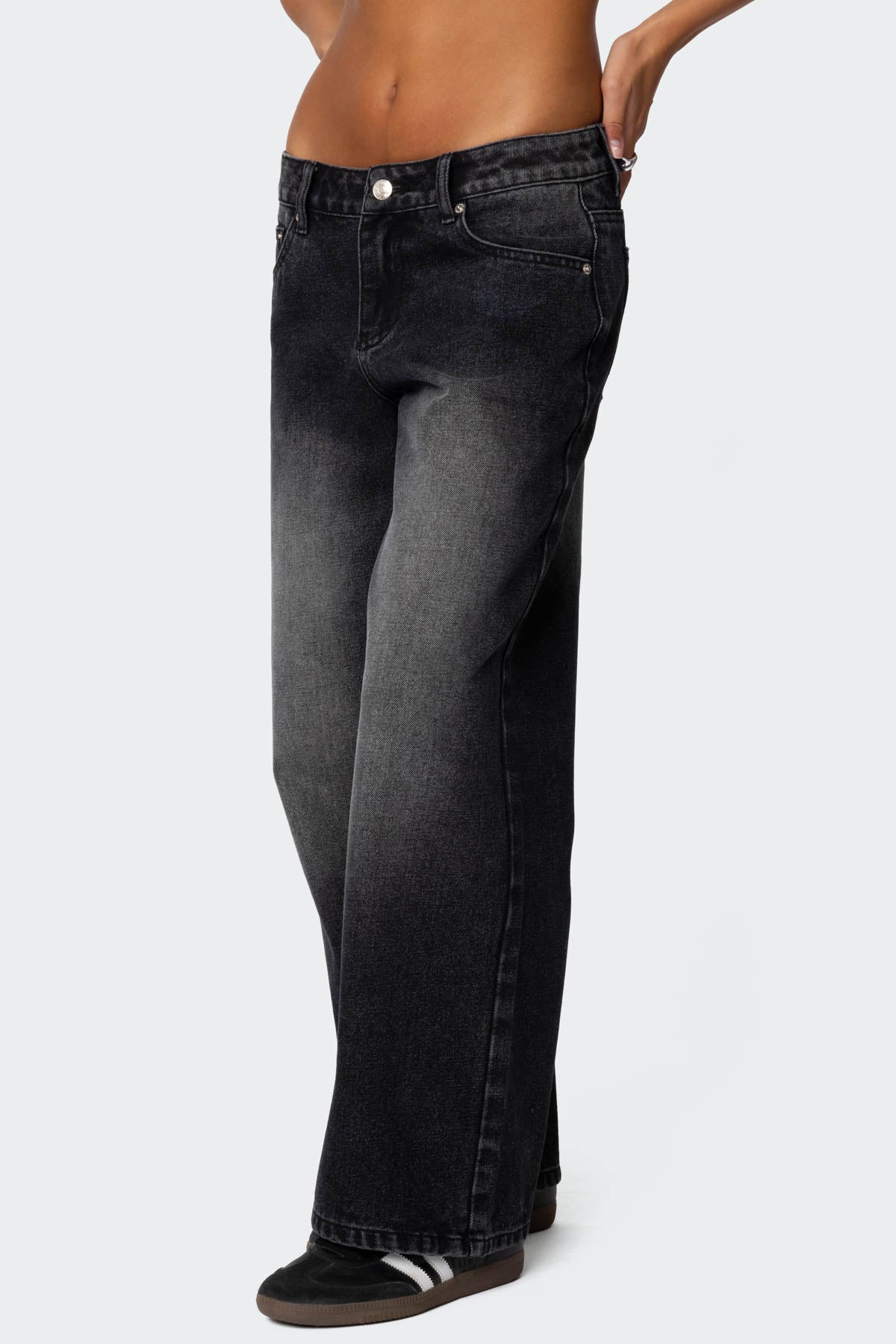 Petite Magda Acid Wash Low Rise Baggy Jeans - Image 3