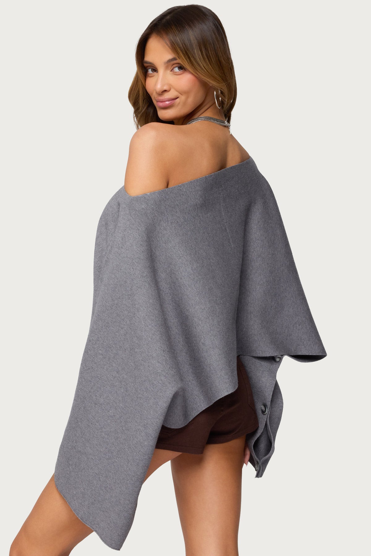 Sharla Off Shoulder Poncho Sweater - Image 5