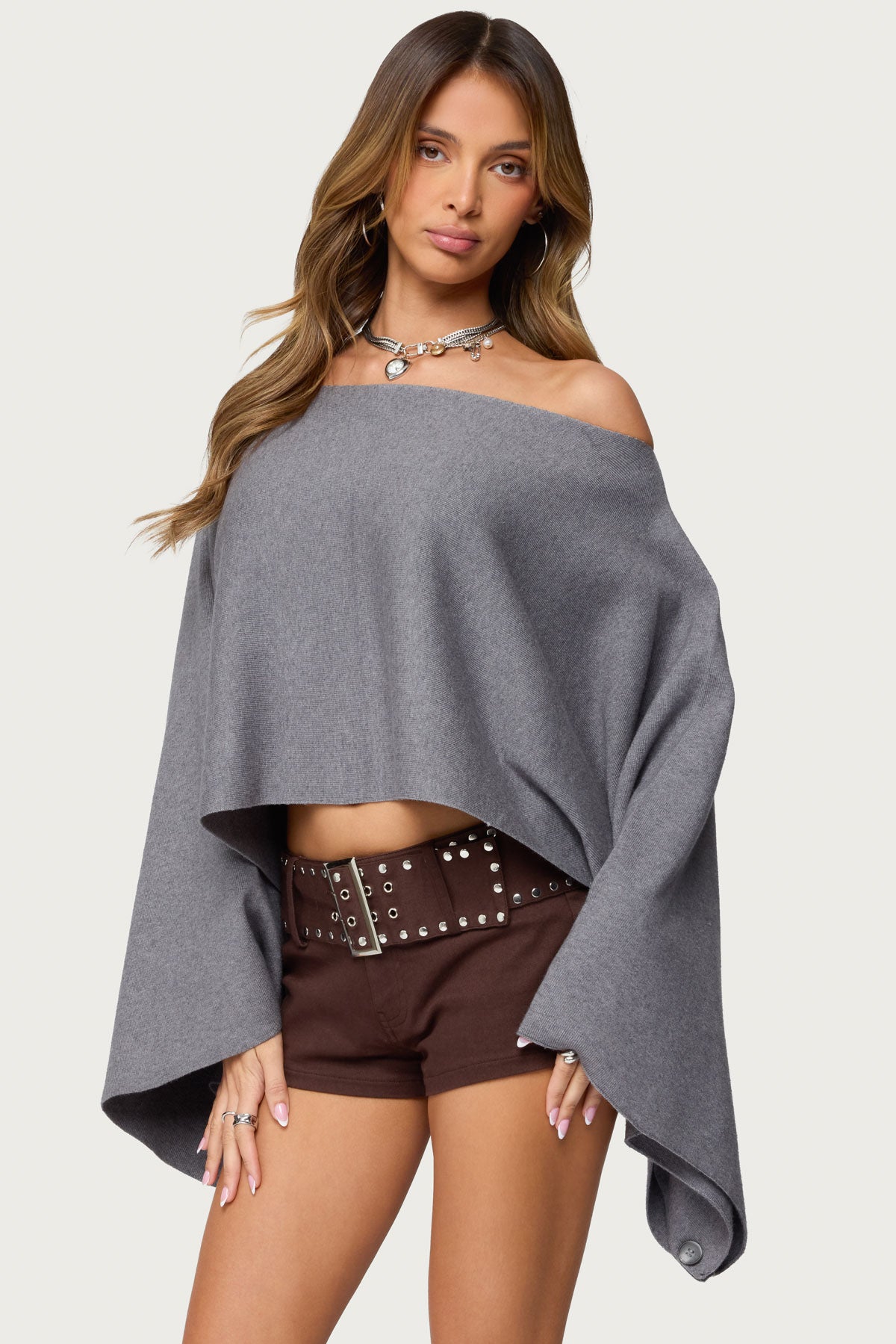 Sharla Off Shoulder Poncho Sweater - Image 3