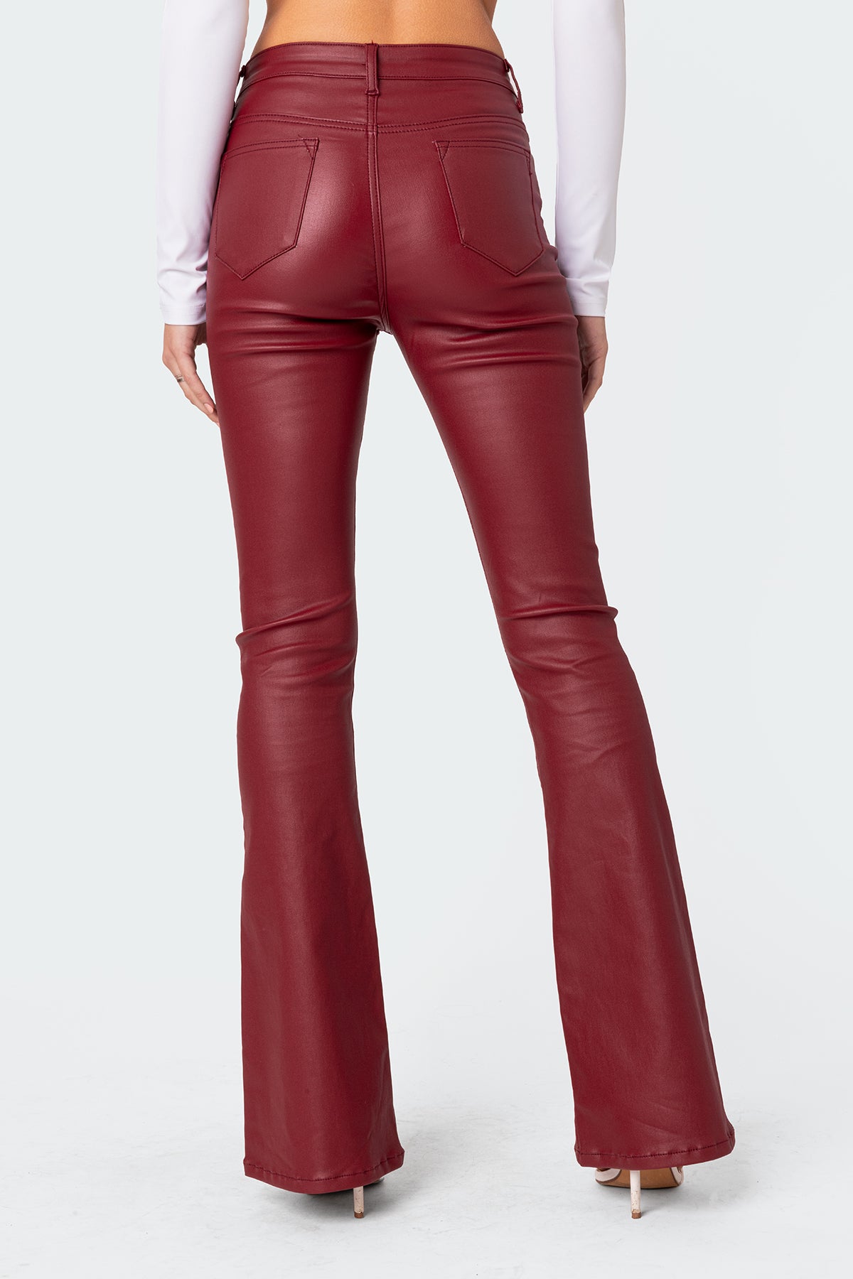 Luna Faux Leather Mid Rise Flared Jeans - Image 5