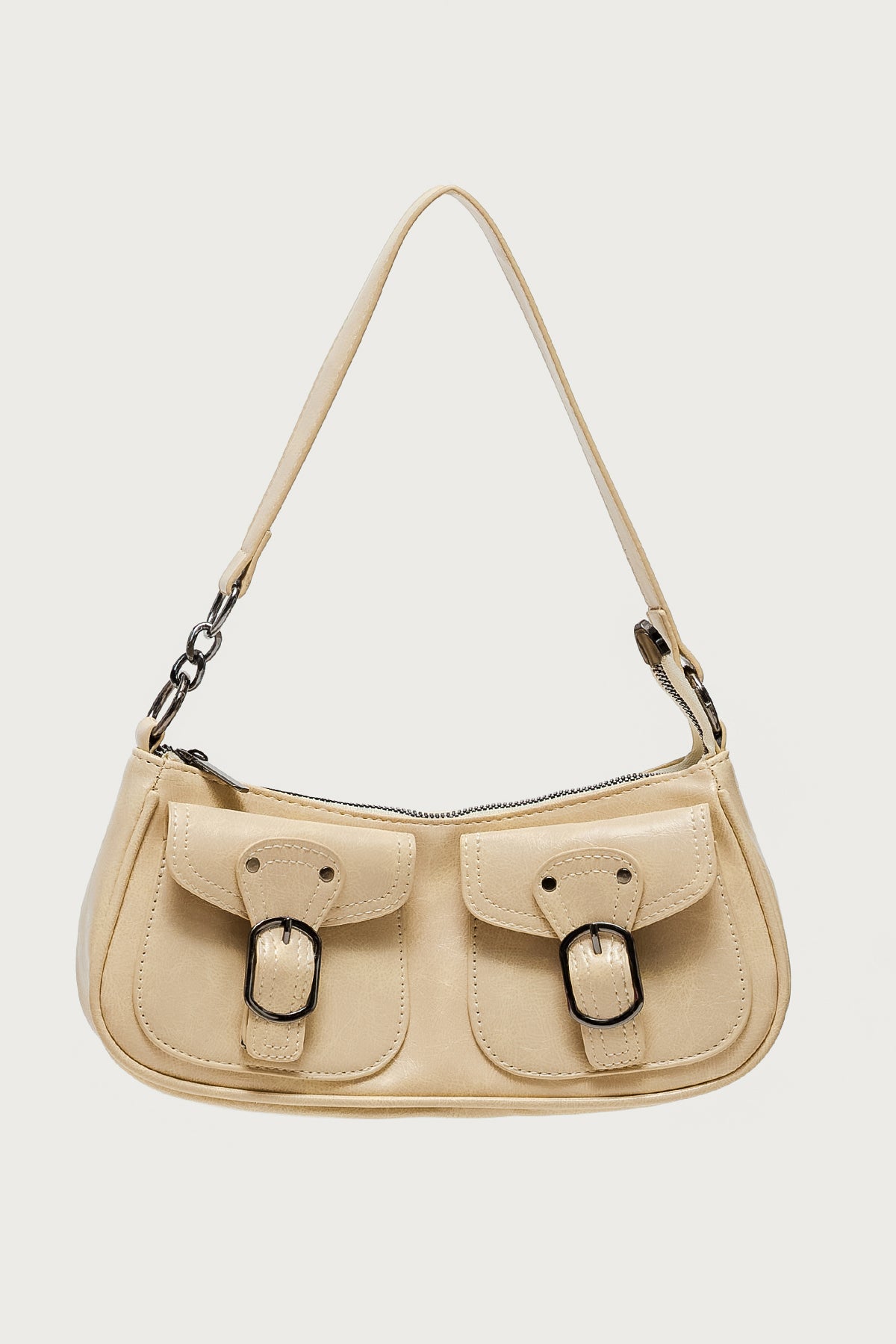 Distressed Faux Leather Buckle Bag - Image 2