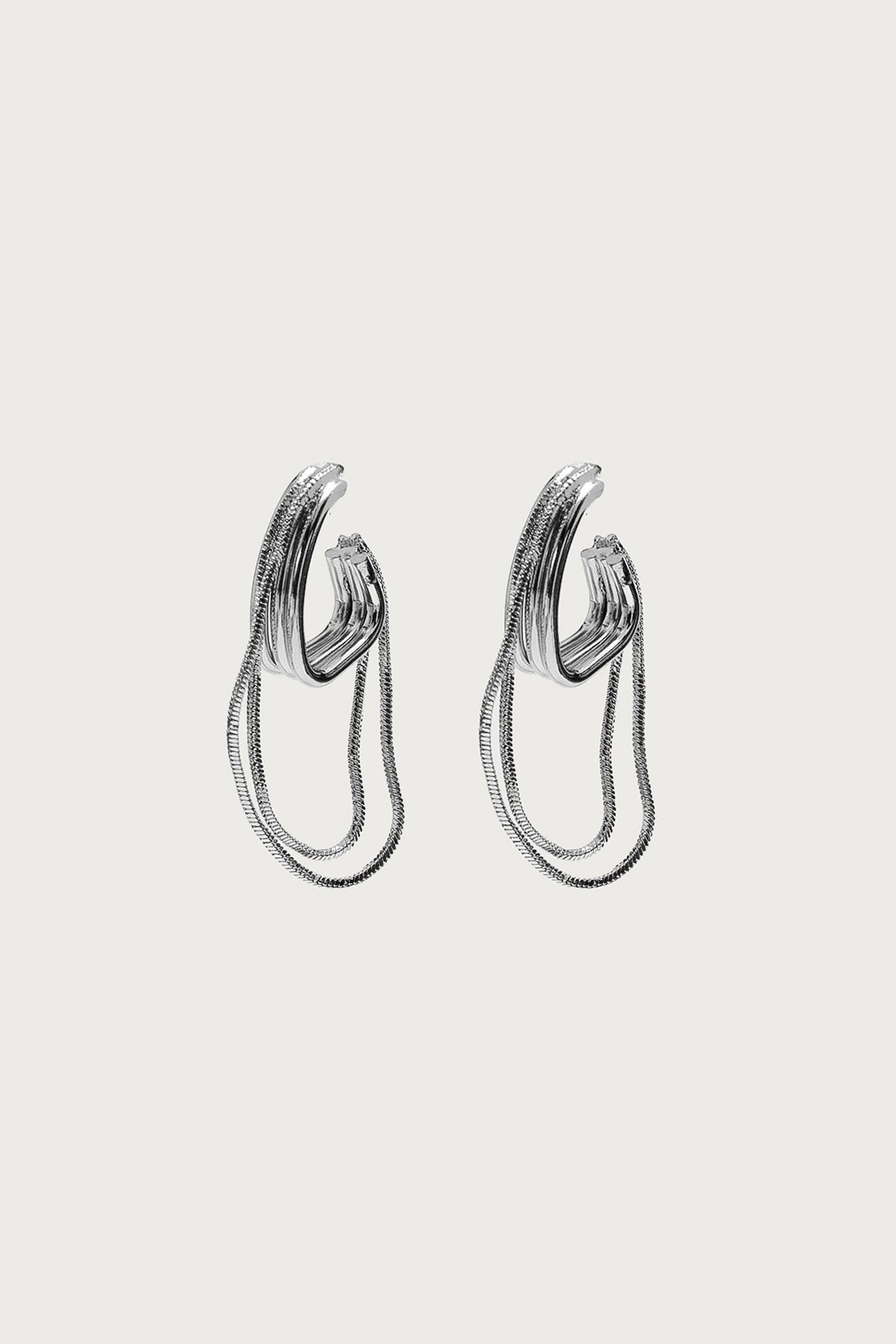 Dangling Chain Hoop Earrings - Image 2
