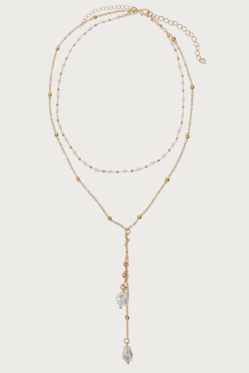 Faux Pearl Cascading Necklace Set - Image 2