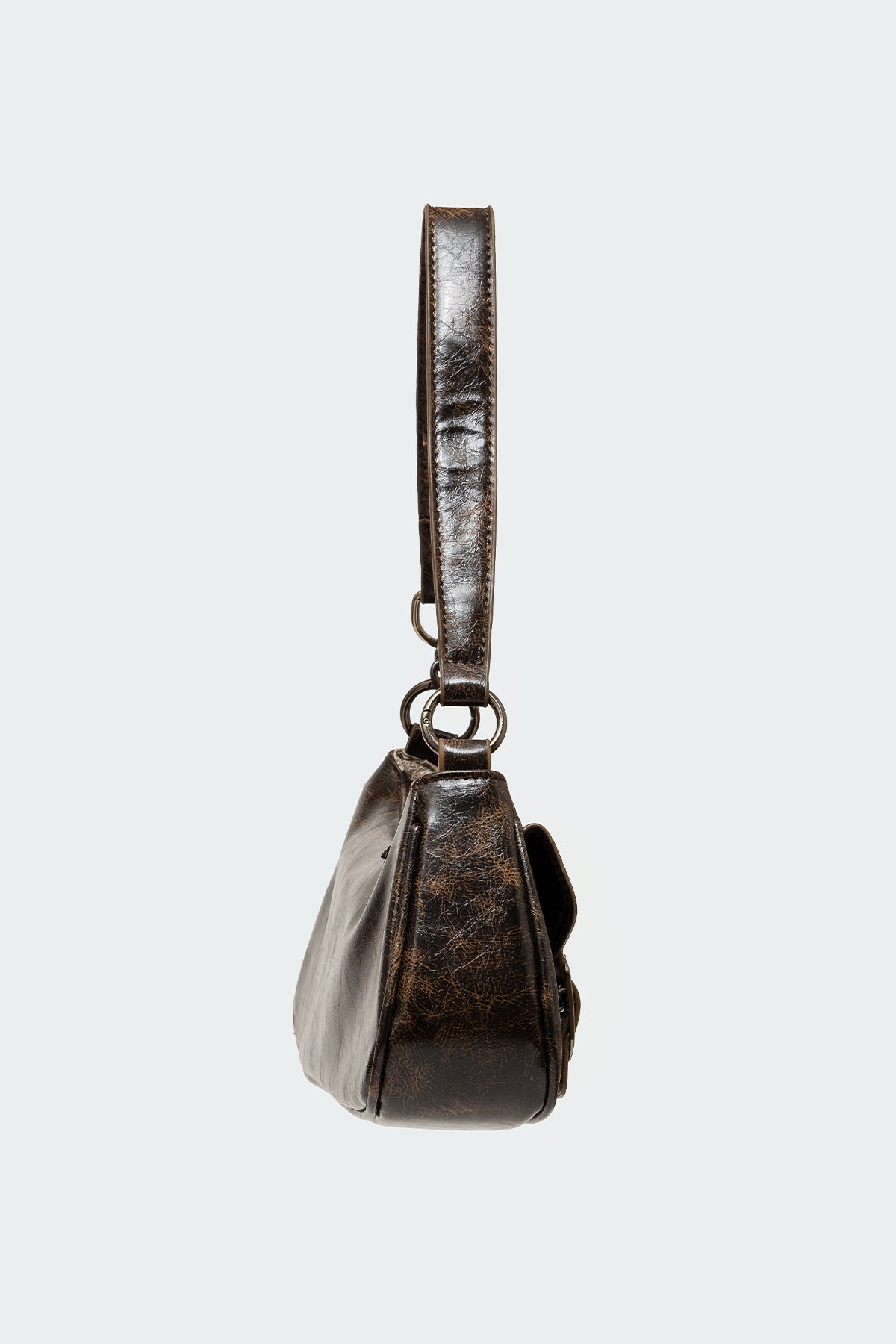 Distressed Faux Leather Buckle Bag - Image 4
