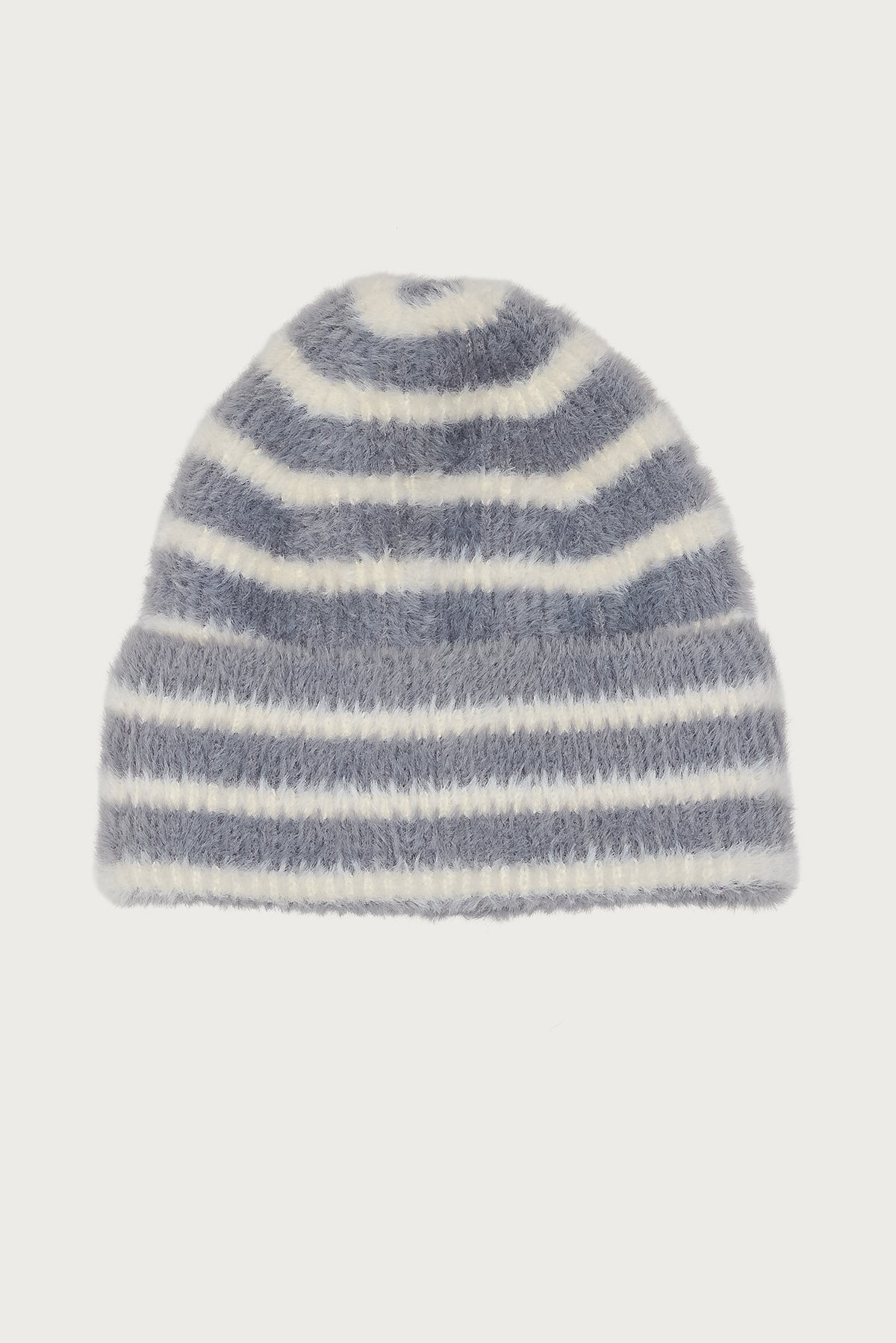 Striped Fuzzy Knit Beanie - Image 2