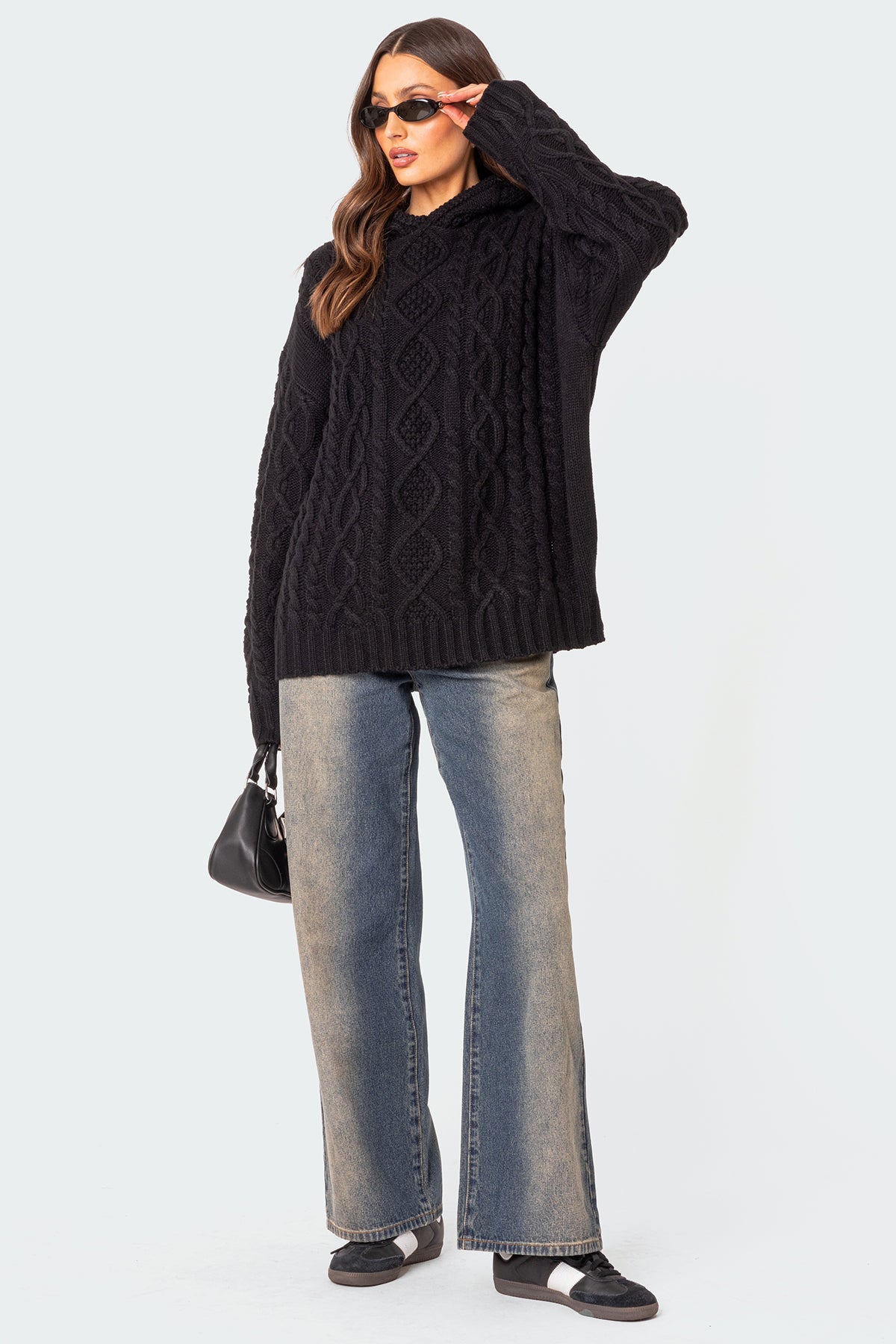 Oversized Cable Knit Hoodie - Image 2