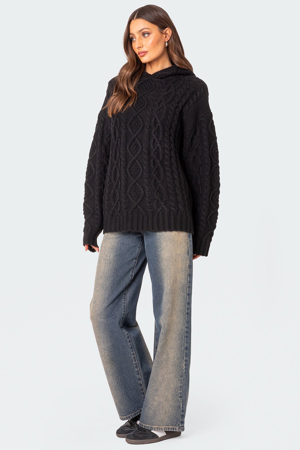 Oversized Cable Knit Hoodie - Image 5
