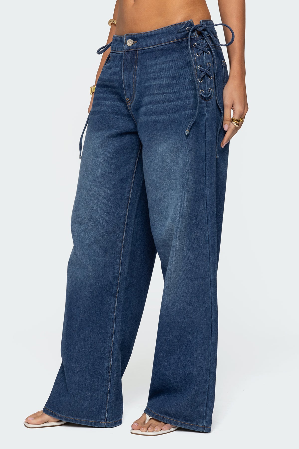 Katt Lace Up Low Rise Baggy Jeans - Image 5