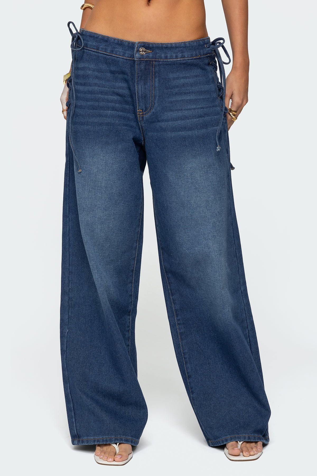 Katt Lace Up Low Rise Baggy Jeans - Image 2