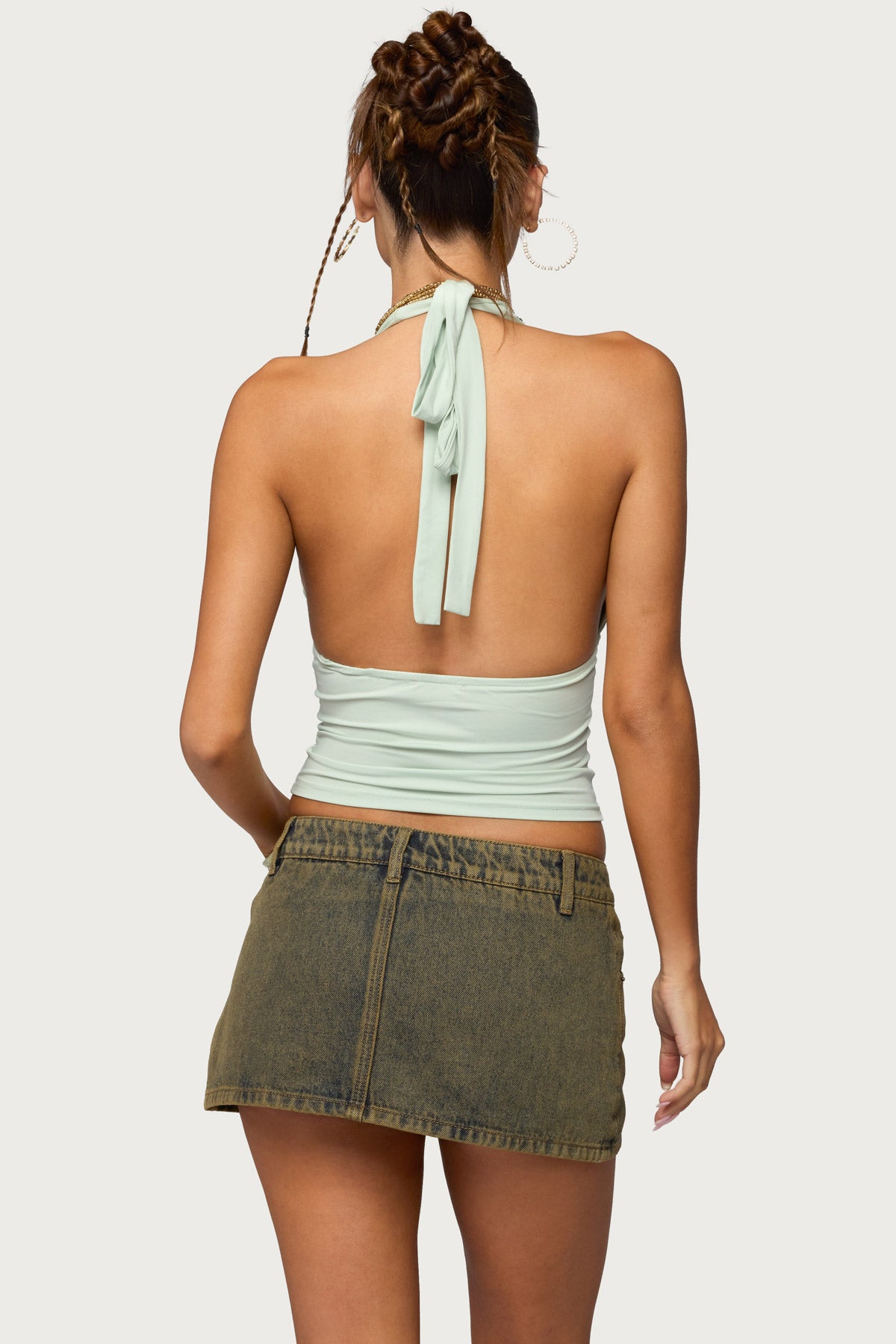 Sequin Plunge Neck Halter Top - Image 6