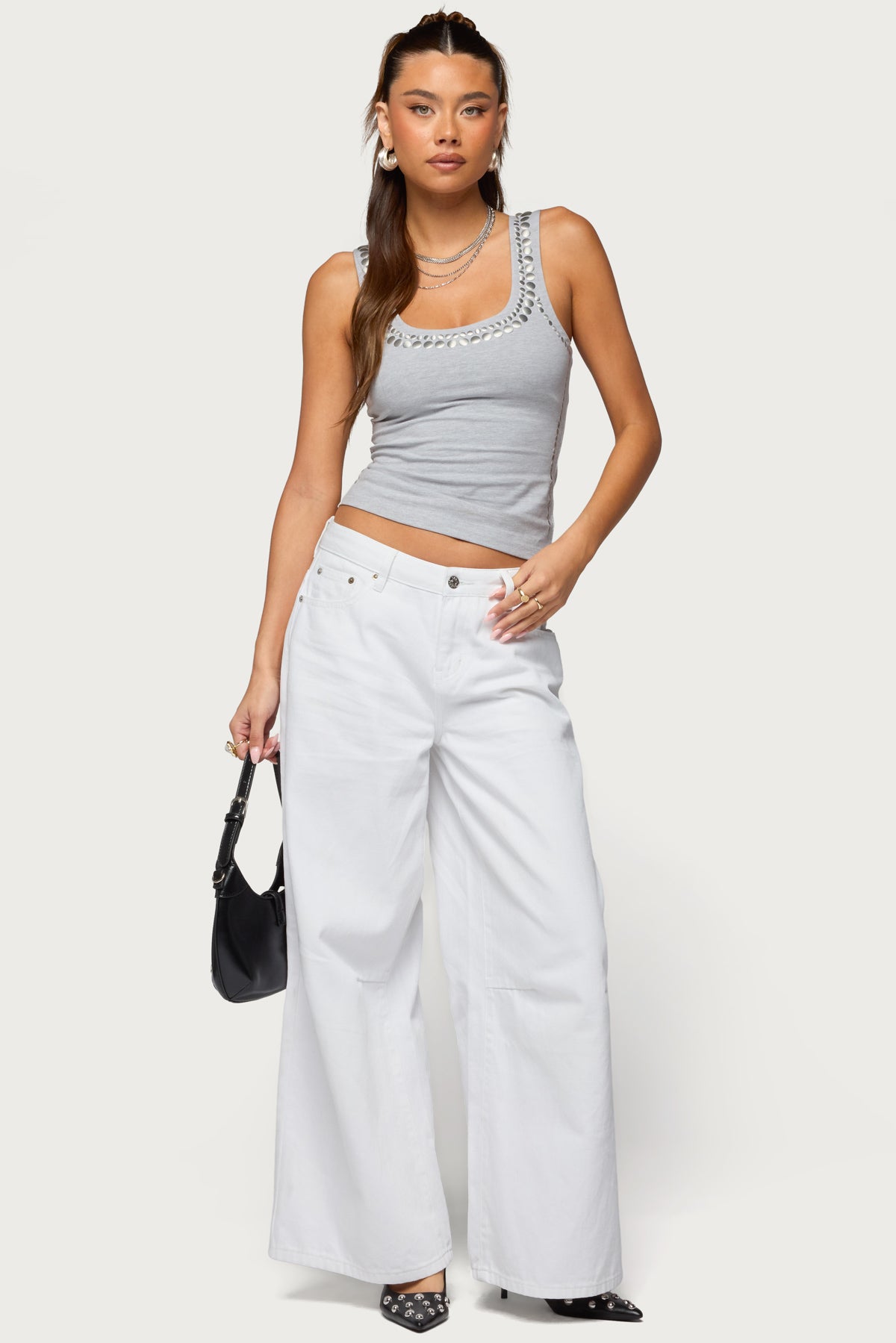 Studded Built In Bra Tank Top - Image 2