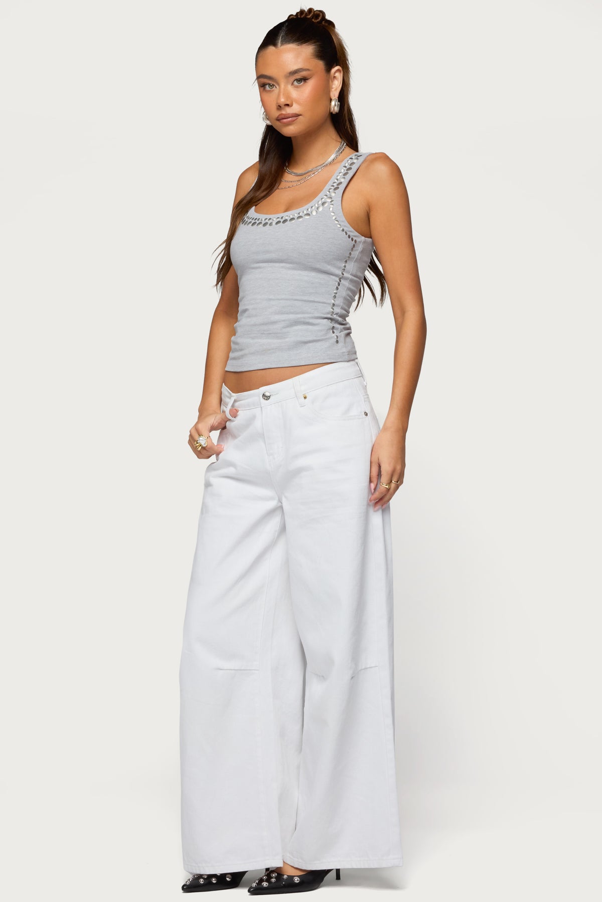 Studded Built In Bra Tank Top - Image 4