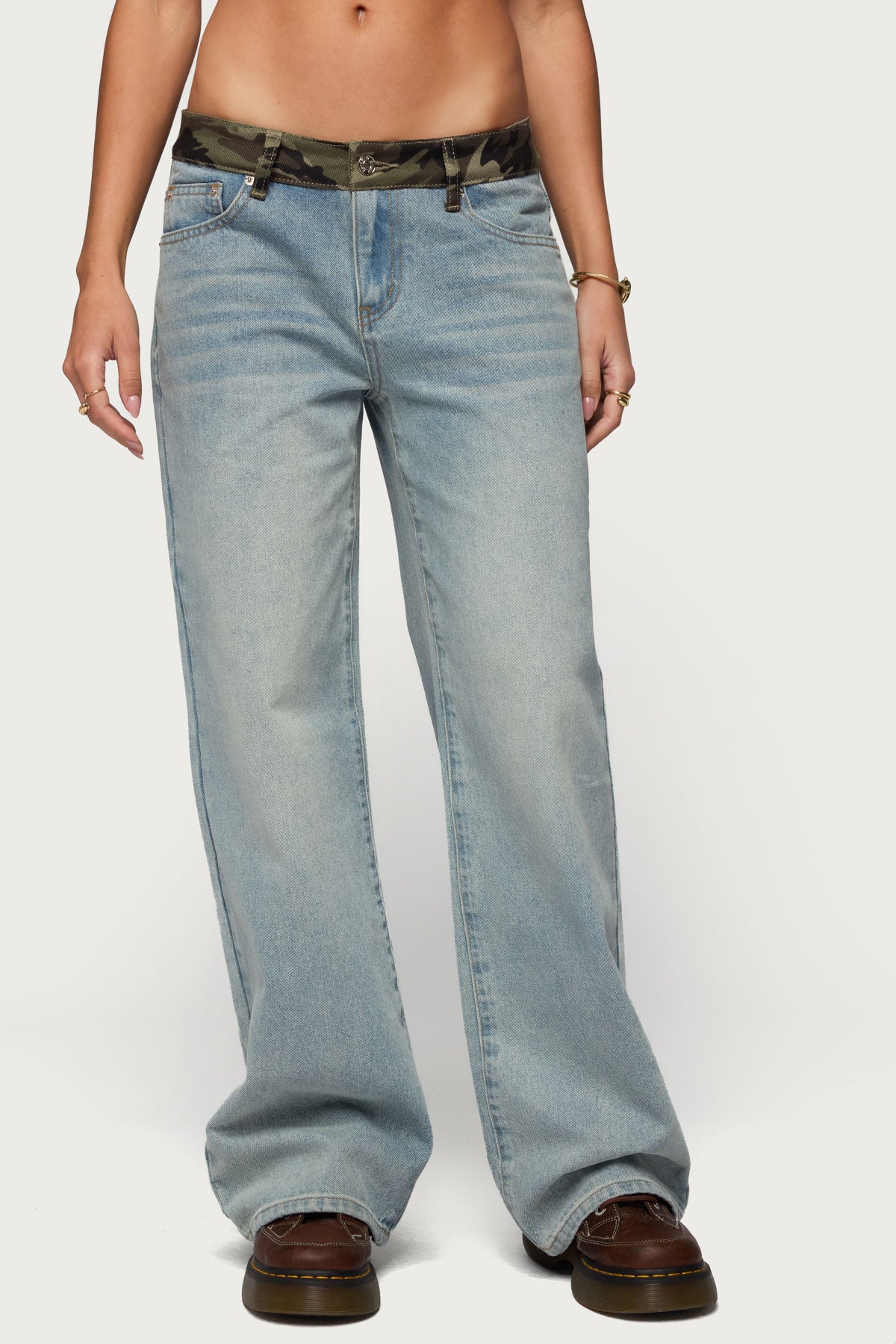 Camo Waist Low Rise Baggy Jeans - Image 2