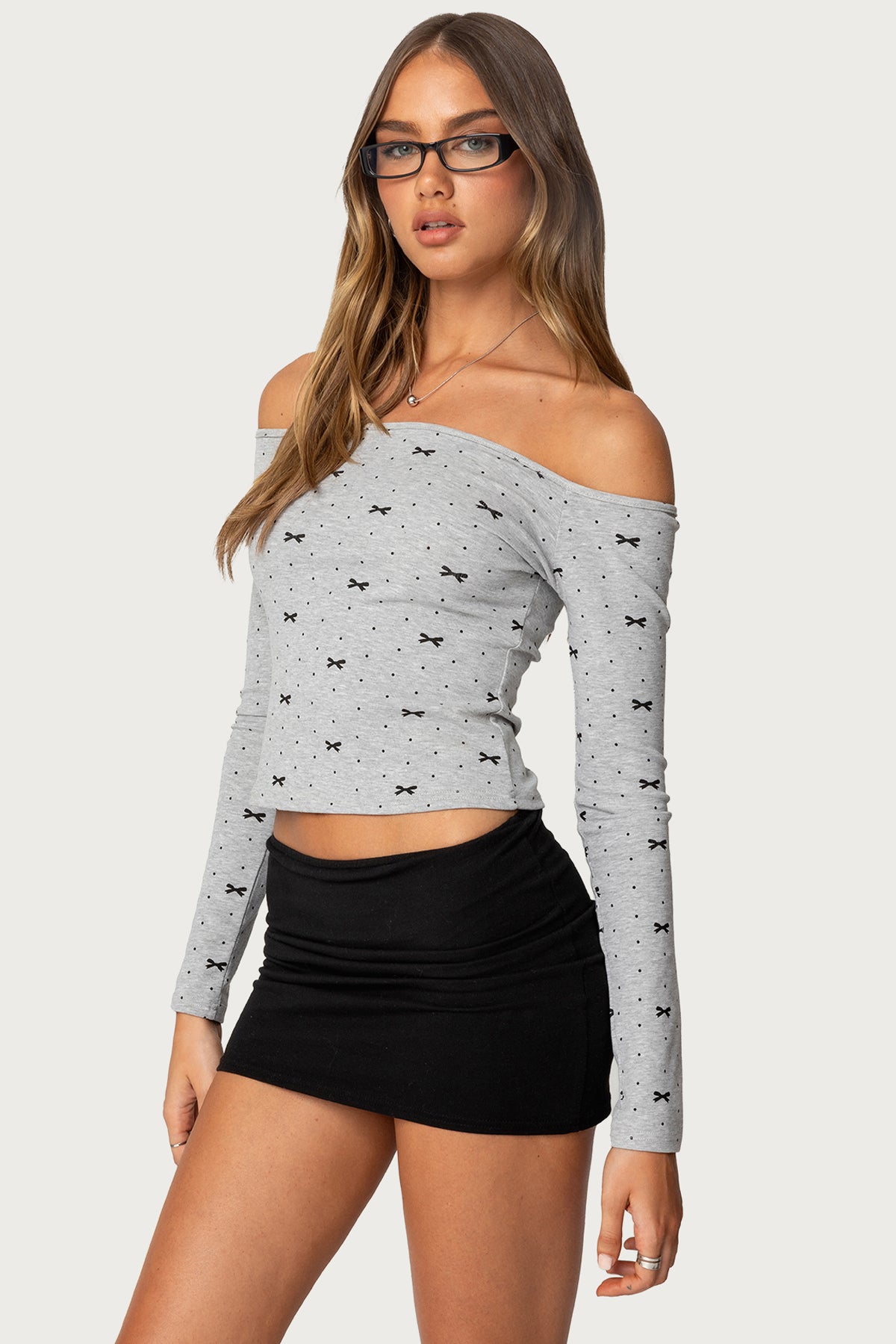 Ryna Bows & Dots Off Shoulder Top - Image 3