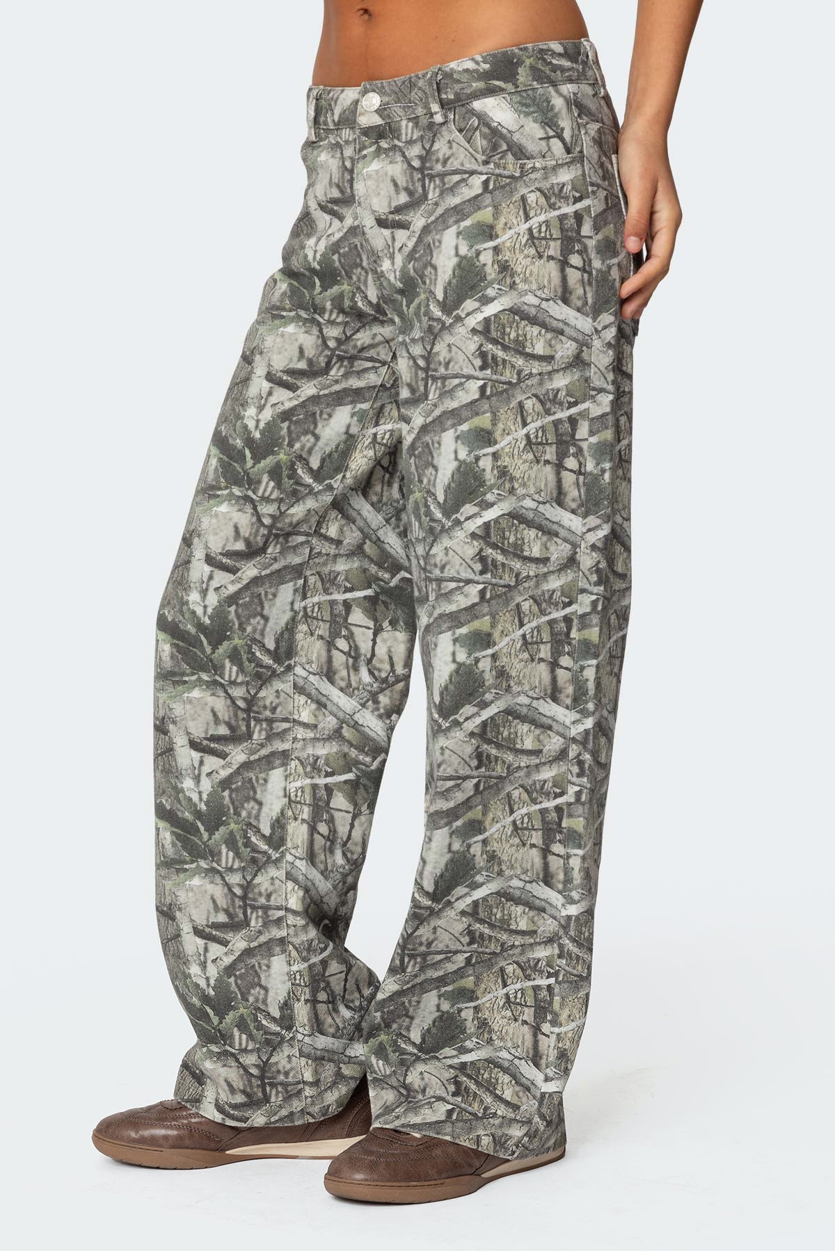 Camo & Bow Low Rise Baggy Jeans - Image 3