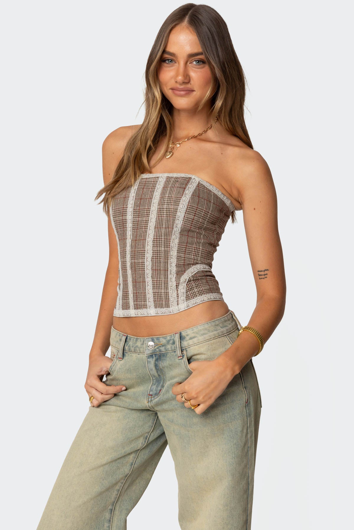 Jaiden Houndstooth Plaid Corset - Image 4