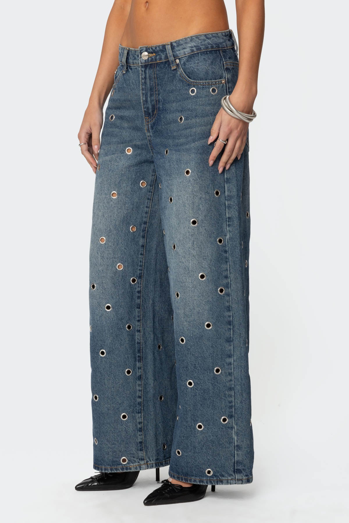 Jainie Grommet Low Rise Baggy Jeans - Image 4