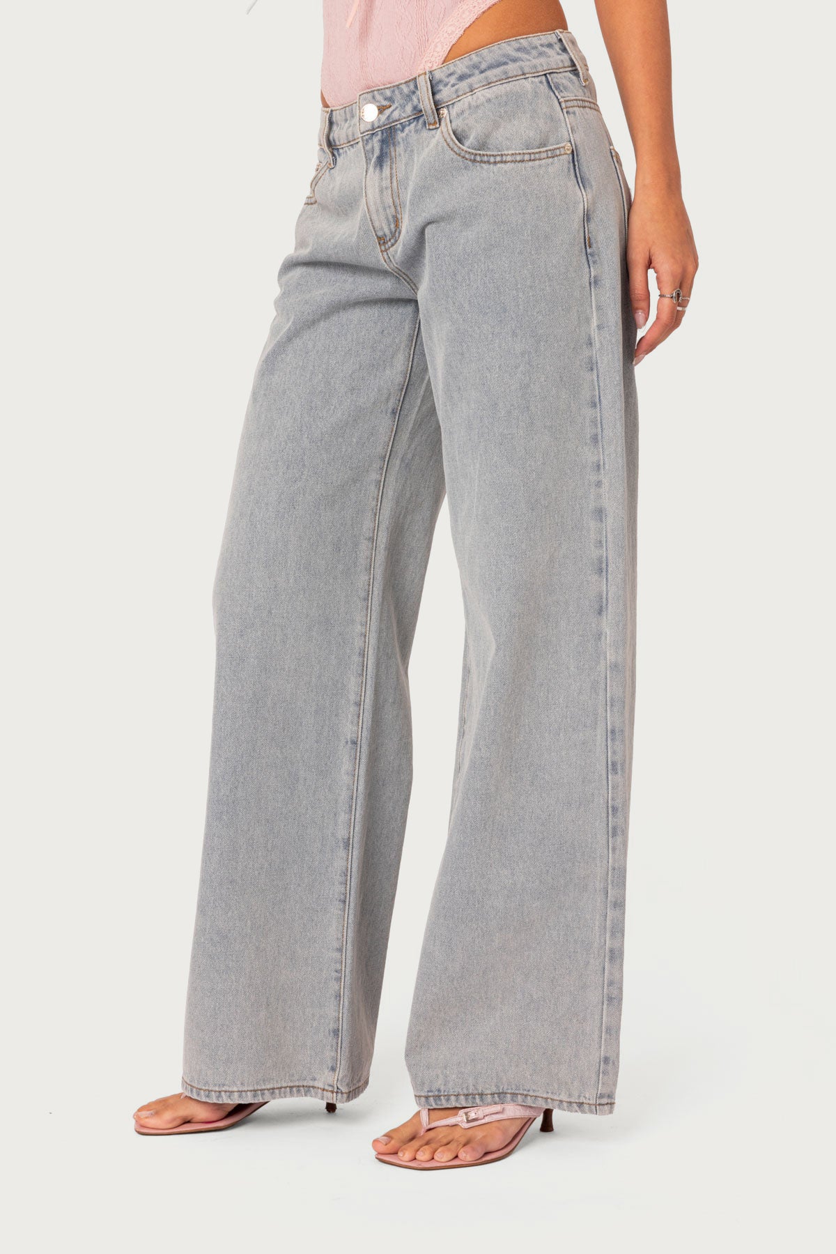 Bow Pocket Low Rise Baggy Jeans - Image 4