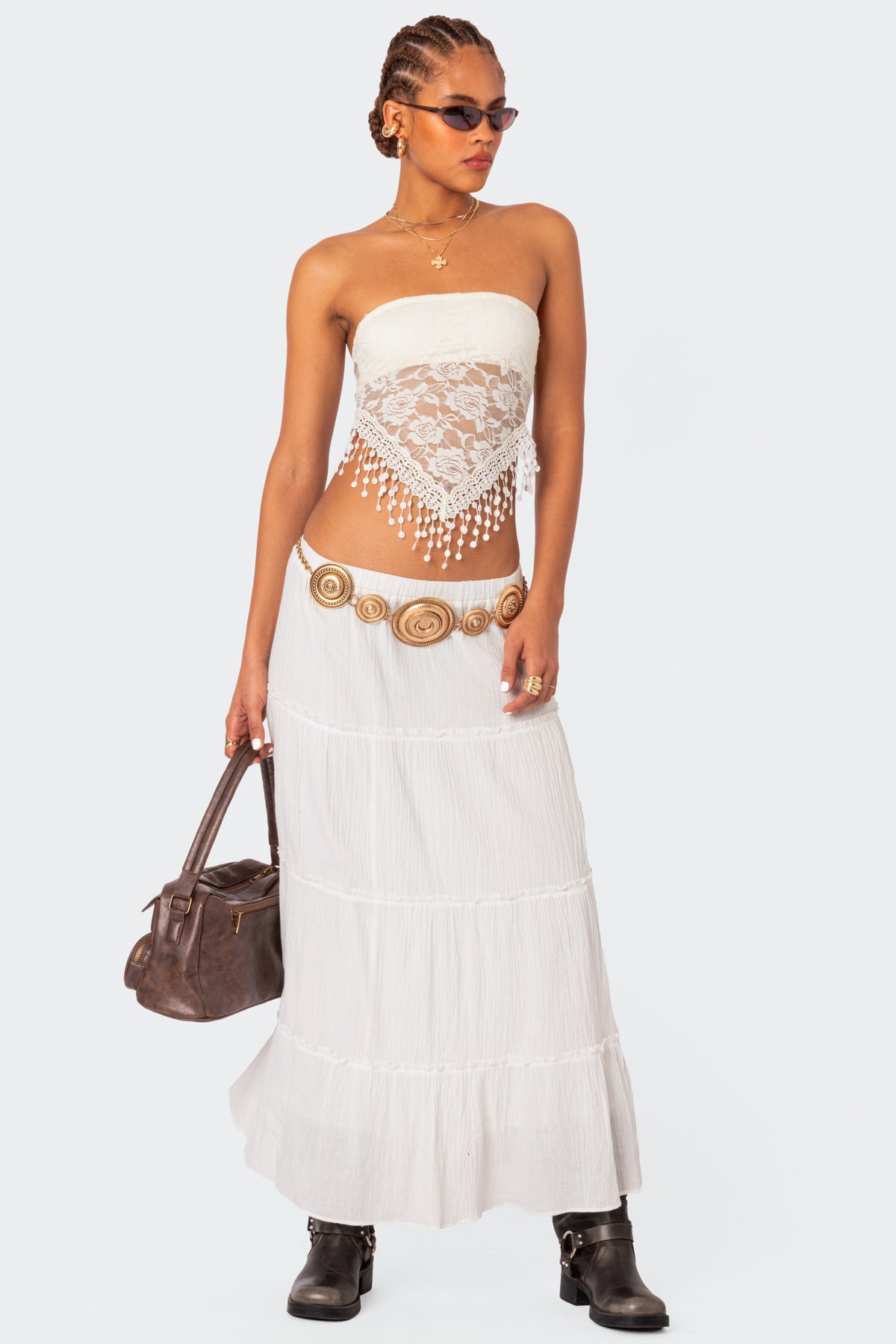 India Sheer Lace Strapless Top - Image 2