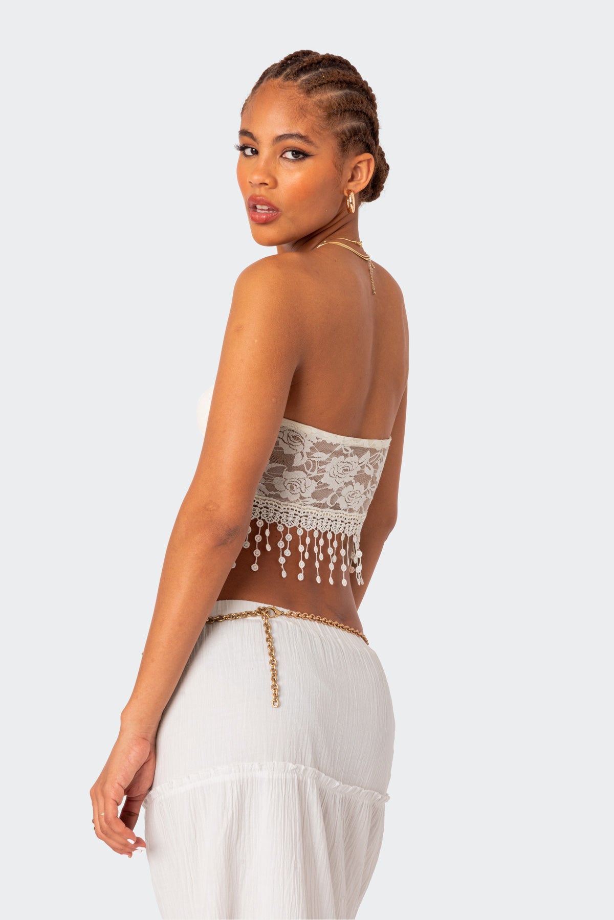 India Sheer Lace Strapless Top - Image 5