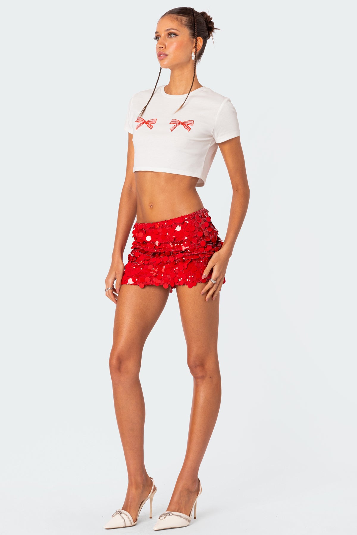 Bowie Embroidered Cropped T Shirt - Image 4