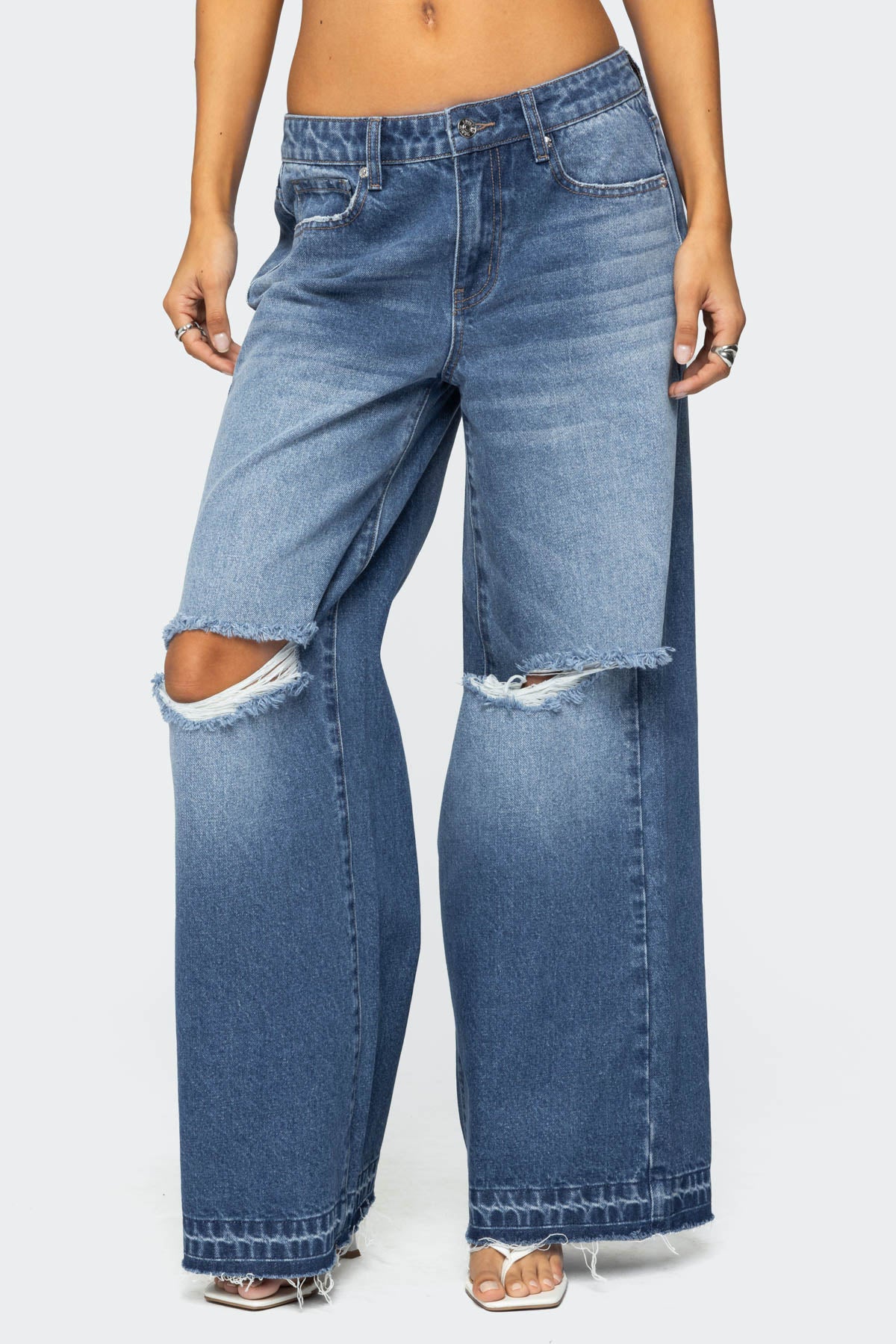 Xenia Distressed Low Rise Baggy Jeans - Image 2