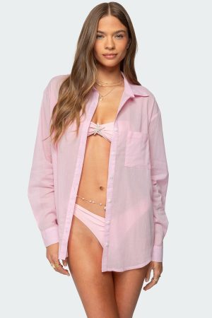 Kellen Oversized Cotton Button Up Shirt