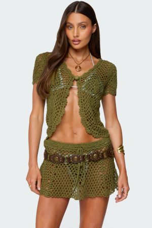 Mabelle Crochet Split Front Top