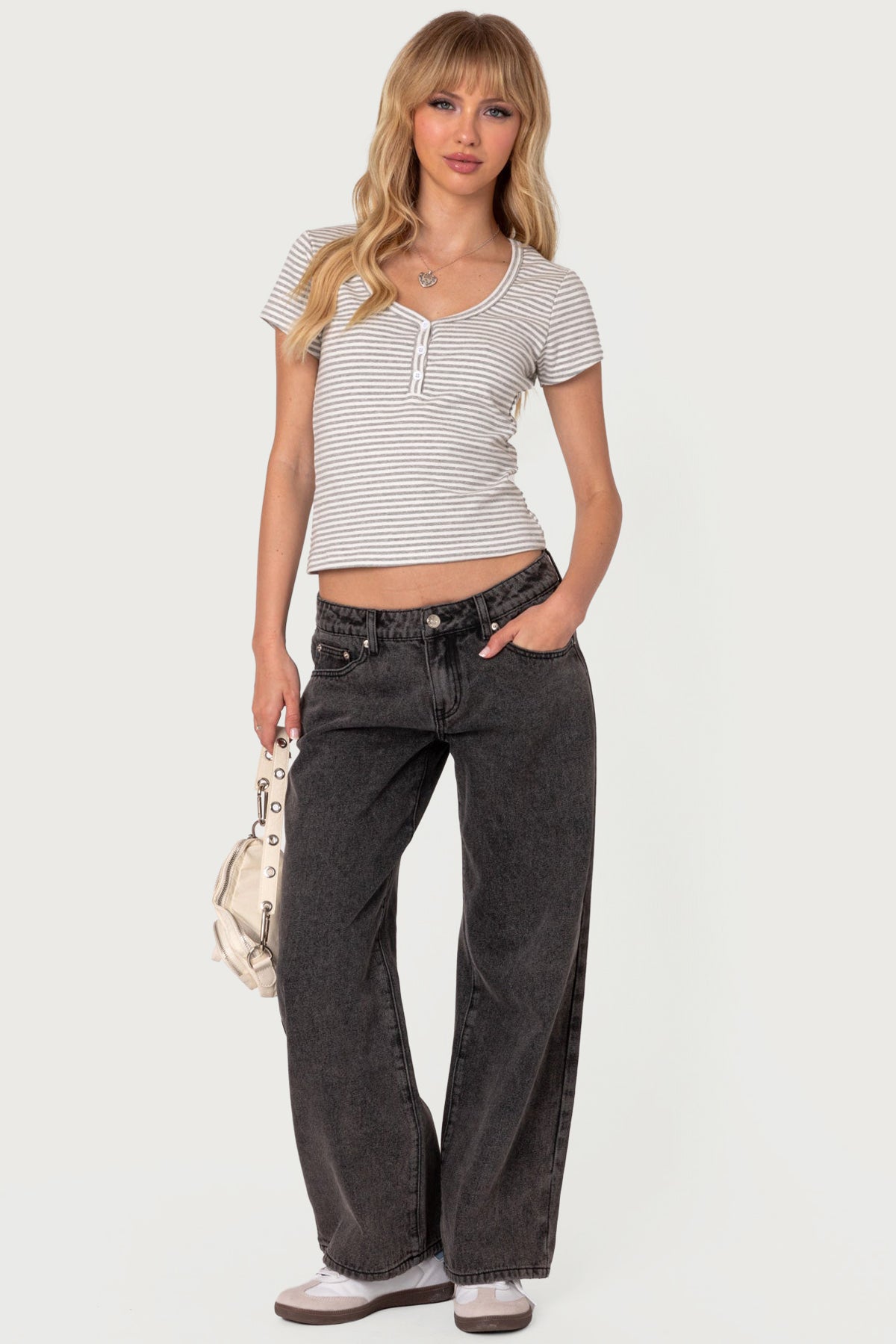 Kady Striped Henley T Shirt - Image 2