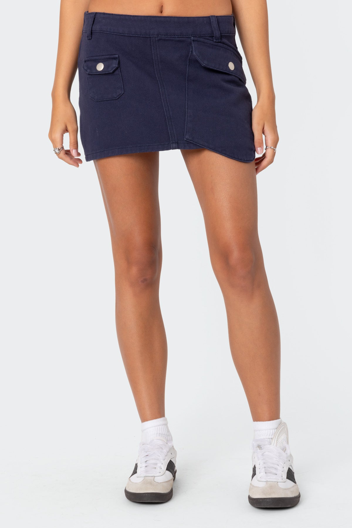 Asymmetric Pocket Mini Skirt - Image 2
