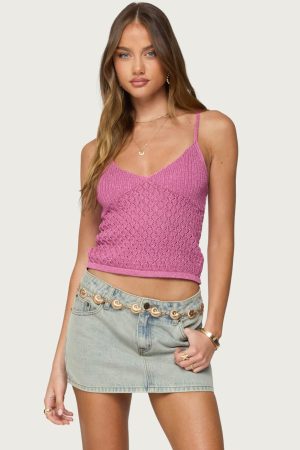 Frankey Sparkly Textured Knit Tank Top
