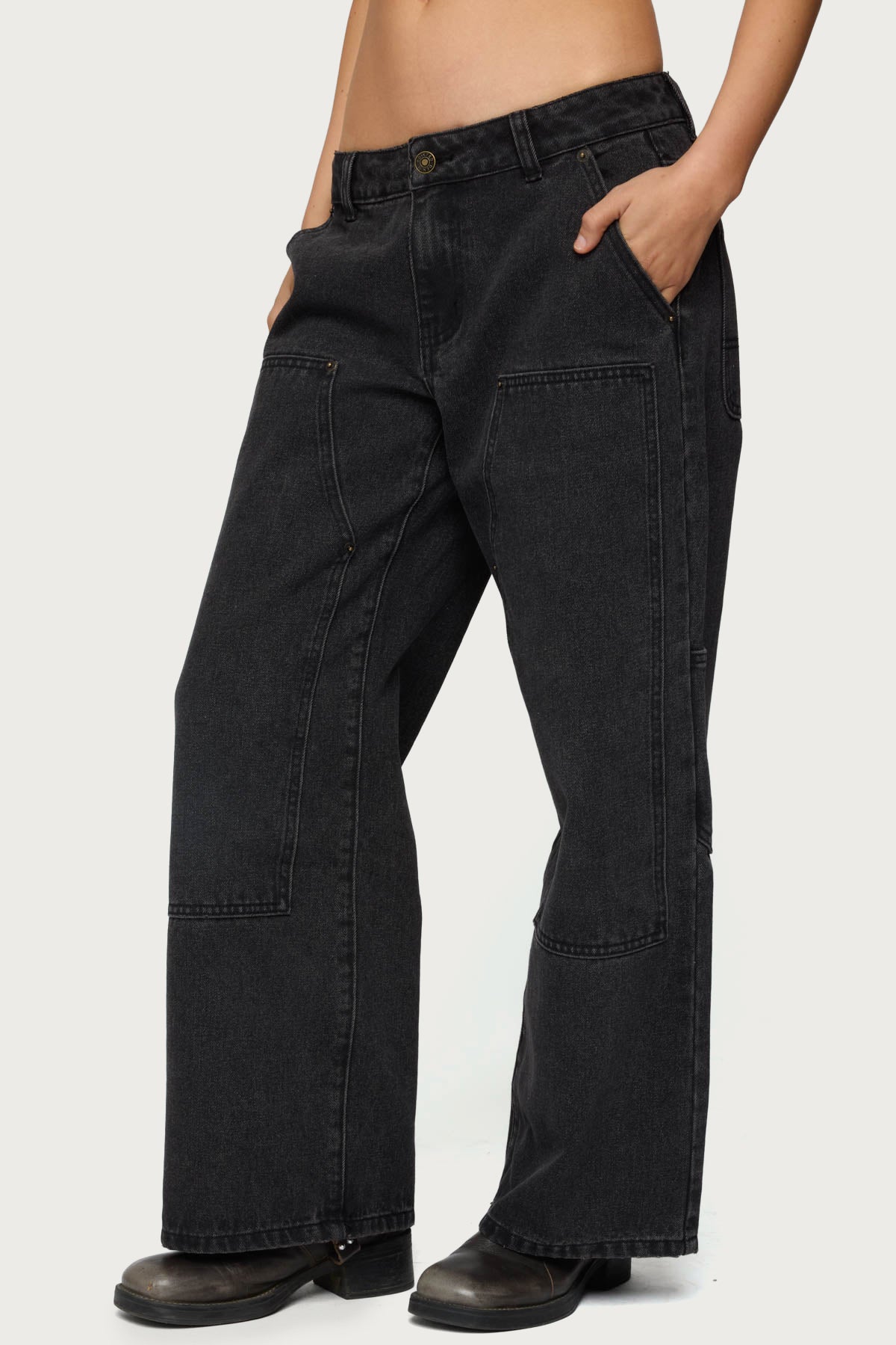 Petite Ayla Low Rise Baggy Carpenter Jeans - Image 4