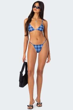Preppy Plaid String Bikini Bottom