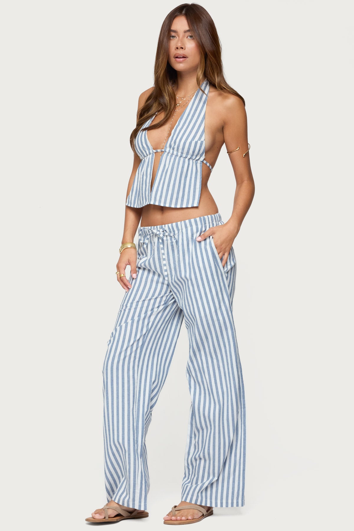 Macey Striped Split Front Backless Top - Image 5