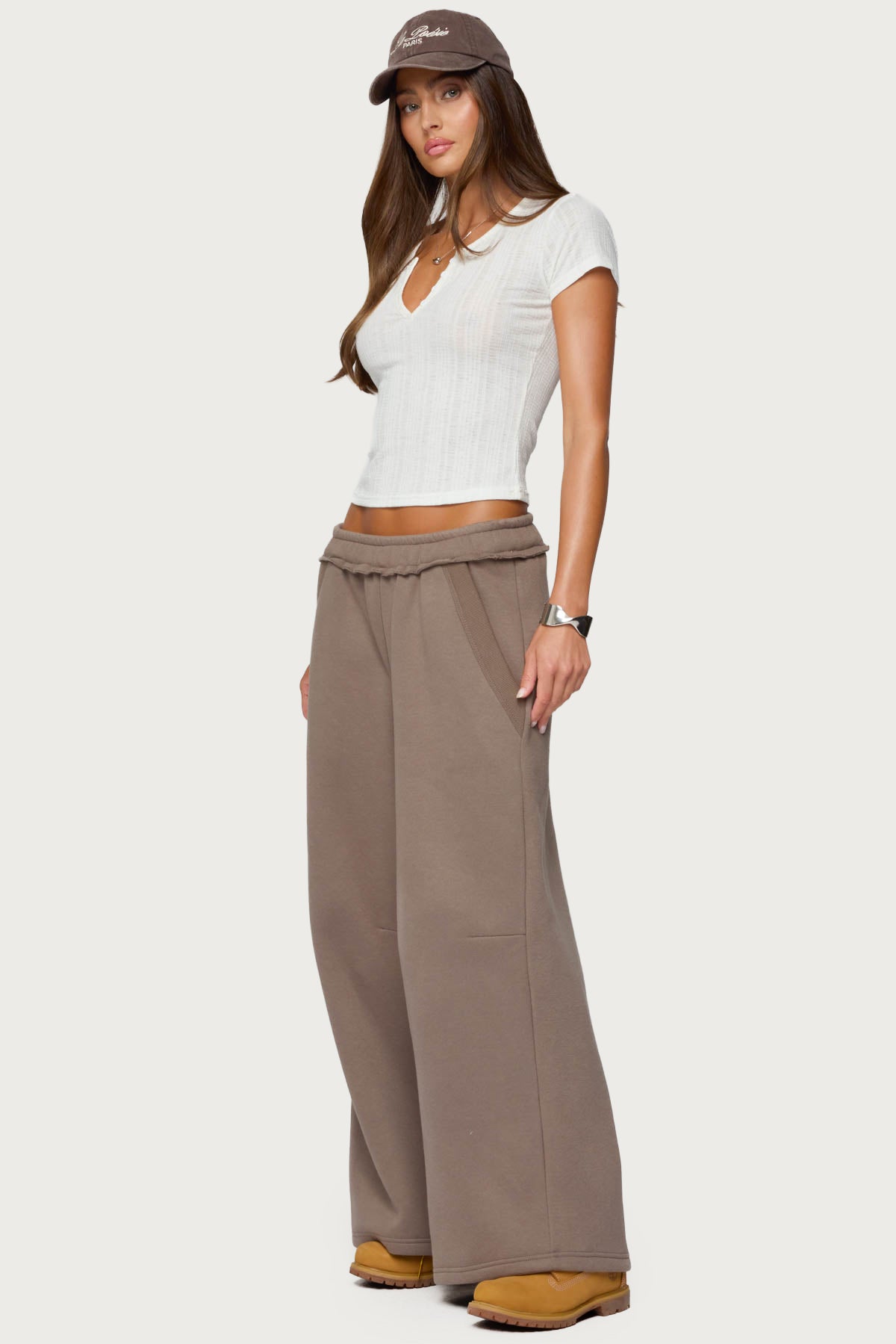 Semi Sheer Ribbed V Neck T Shirt - Image 4