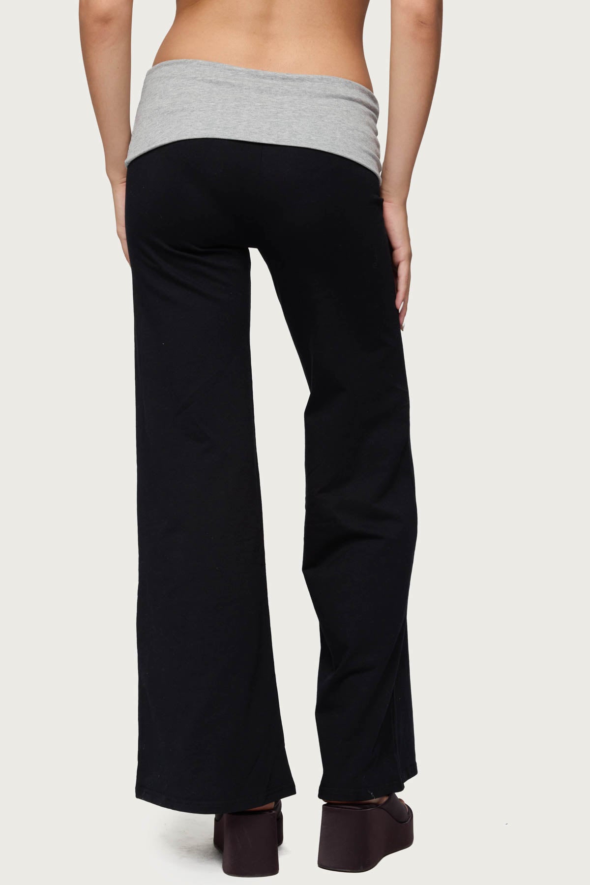 Wide Leg Contrast Foldover Pants - Image 4