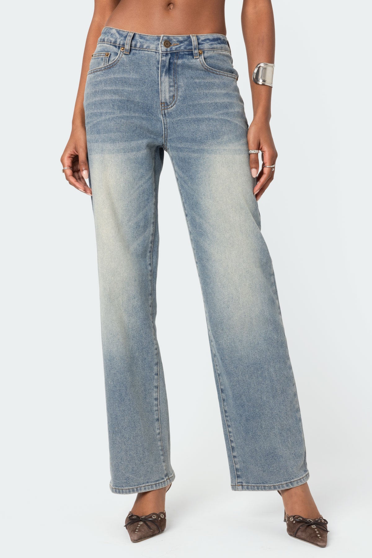 Amia Mid Rise Straight Leg Jeans - Image 2