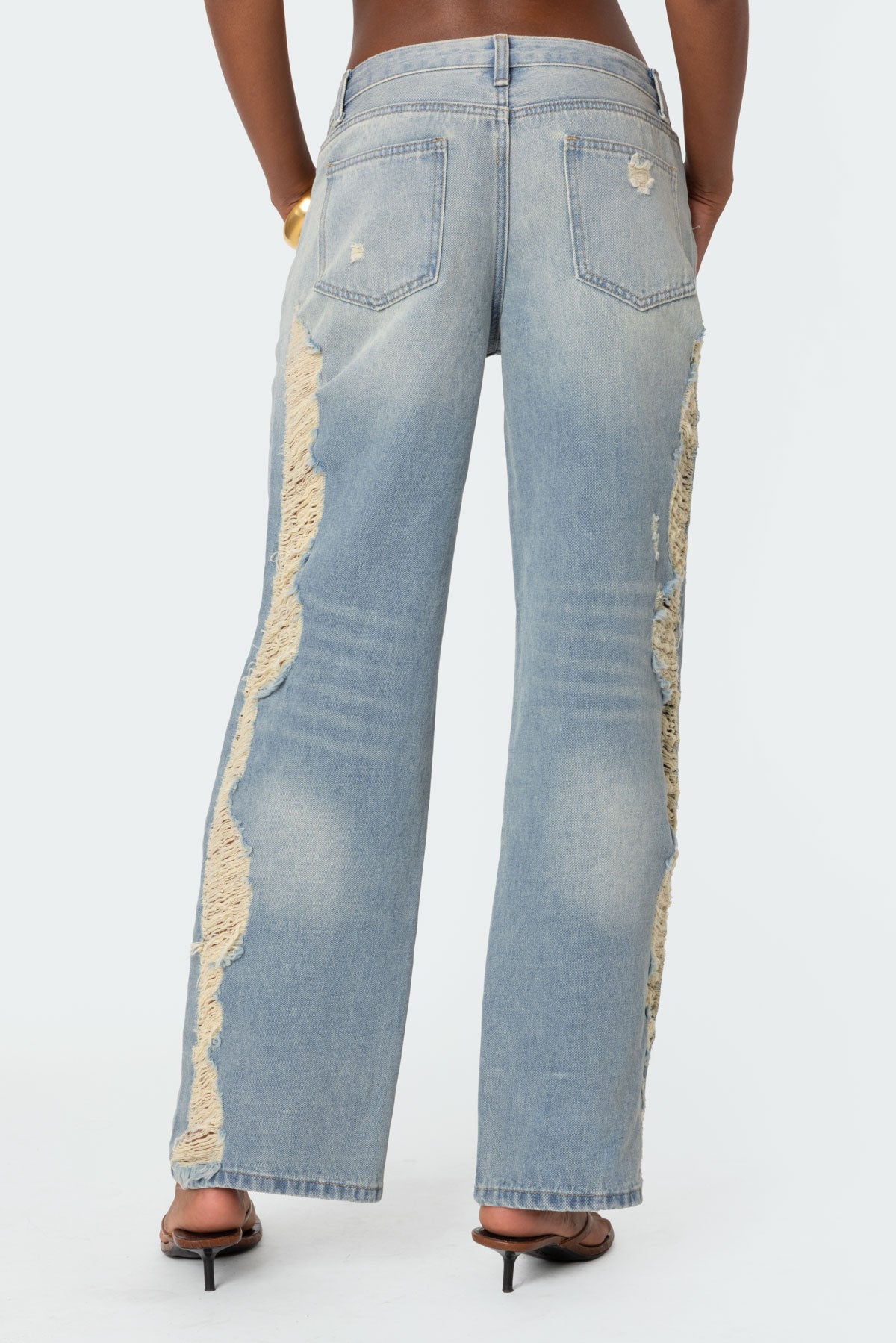 Distressed Washed Low Rise Baggy Jeans - Image 5