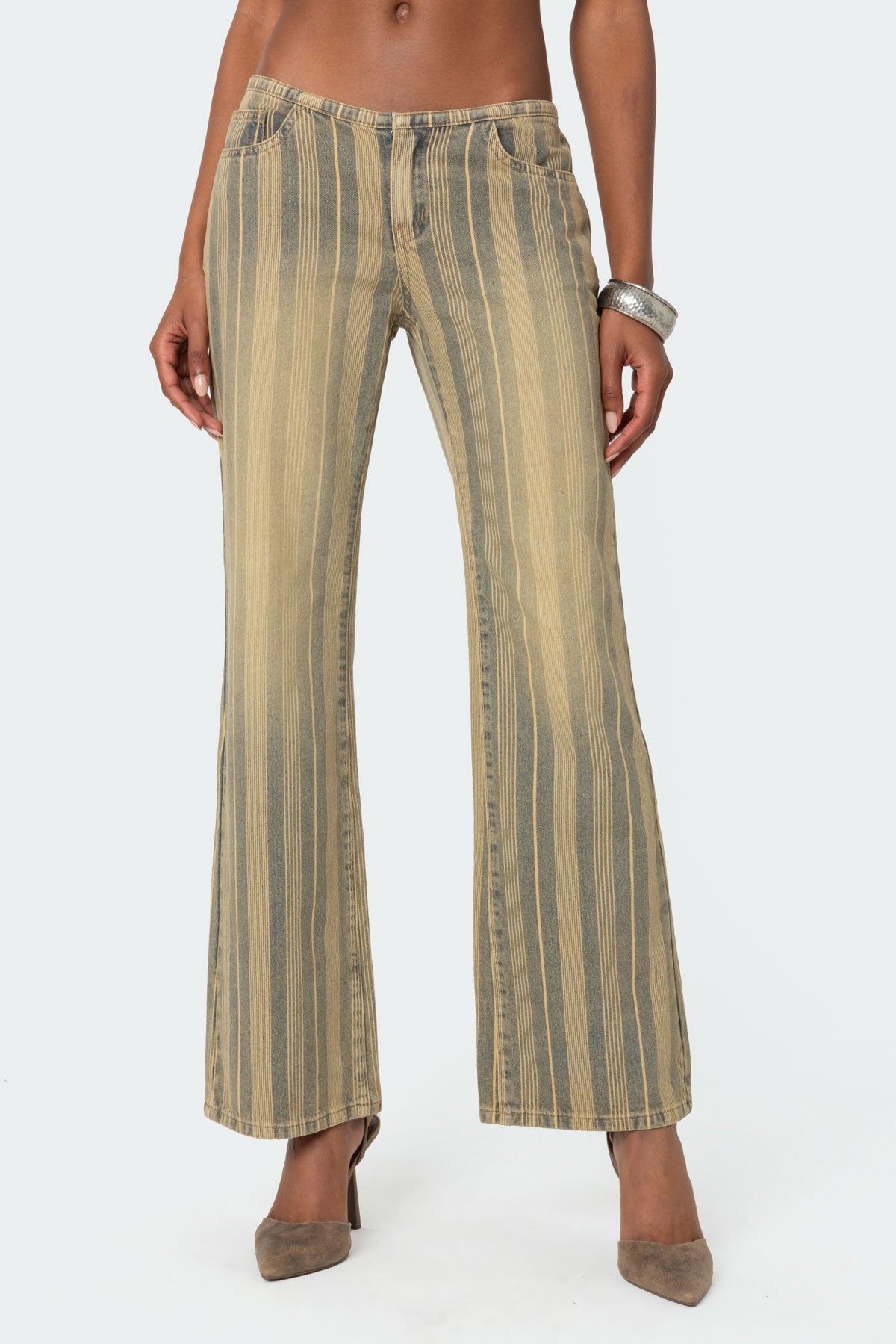 Eternity Pinstripe Low Rise Flared Jeans - Image 2