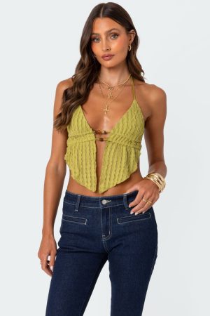 Anaya Textured Open Back Top