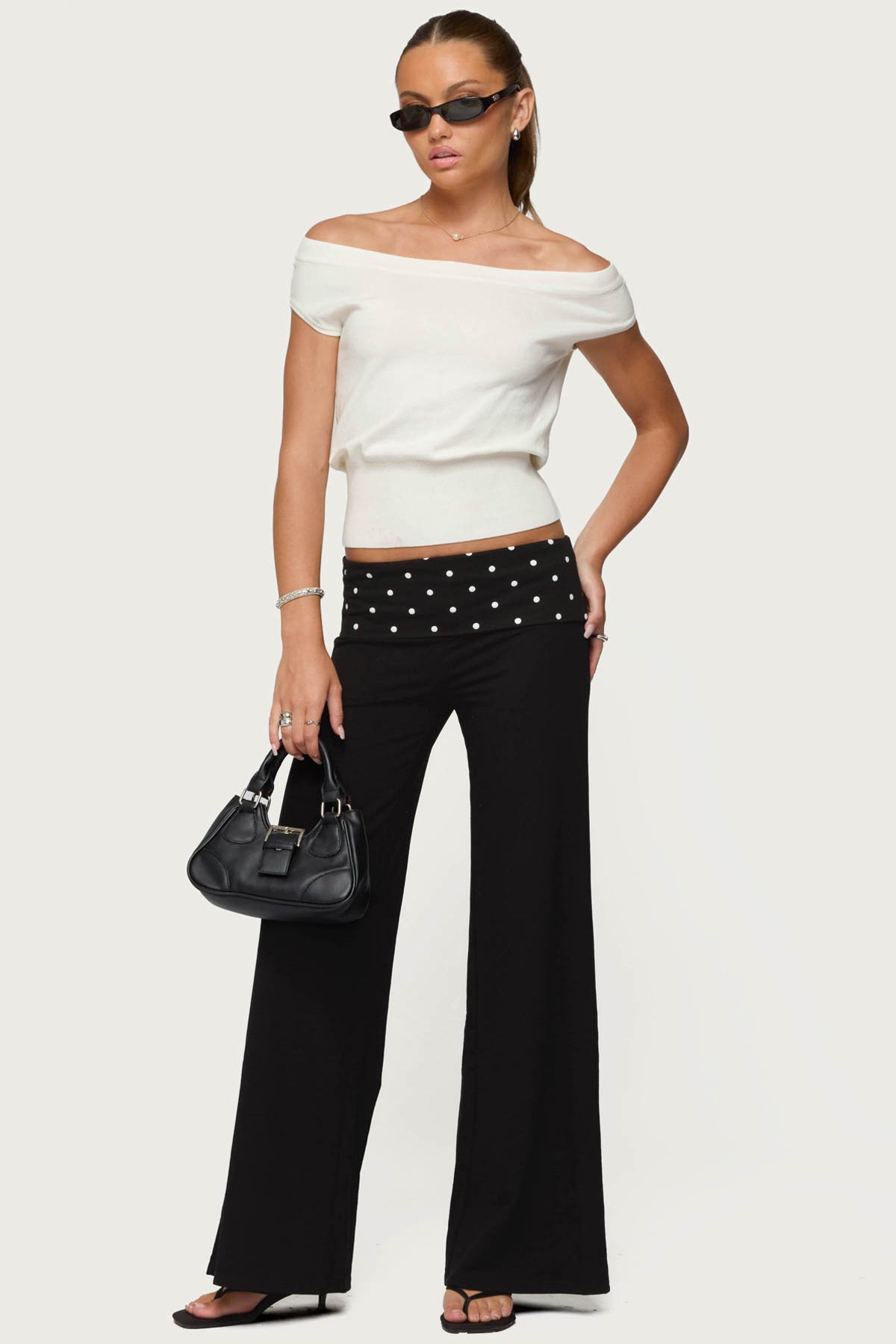 Reeva Polka Dot Foldover Pants - Image 2