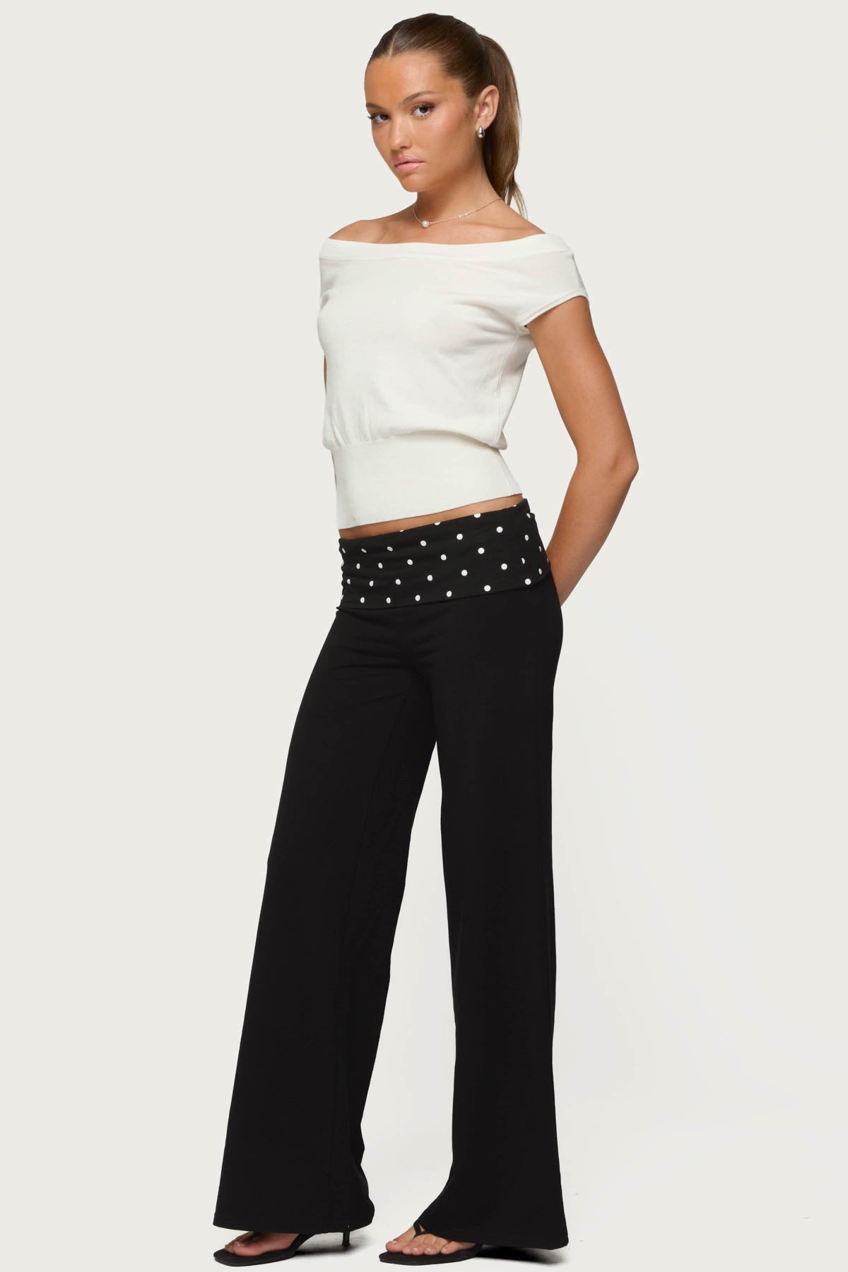 Reeva Polka Dot Foldover Pants - Image 5