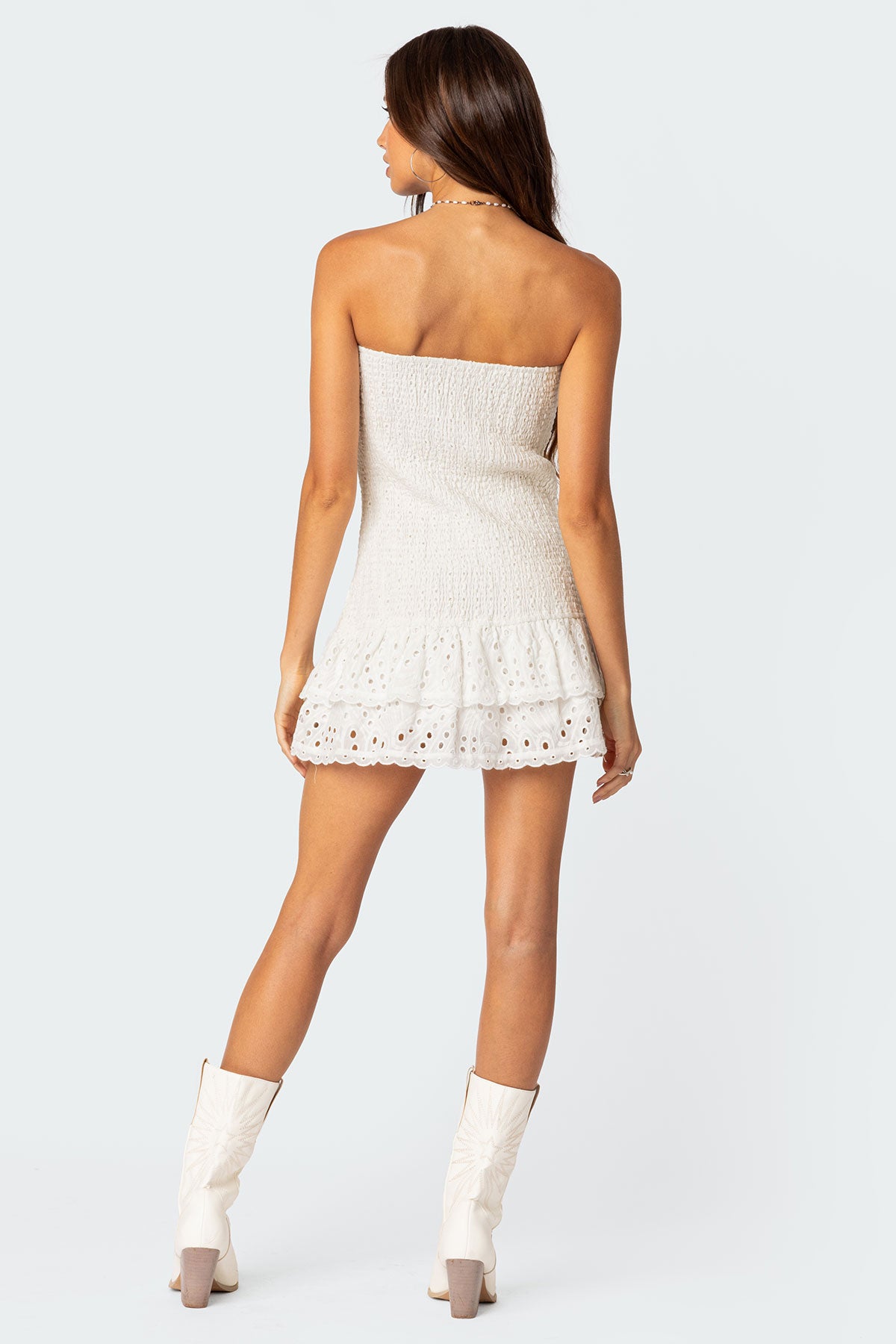 Livia Lacey Cotton Scrunch Mini Dress - Image 4