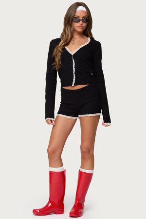 Sansa Lacey Knit Micro Shorts