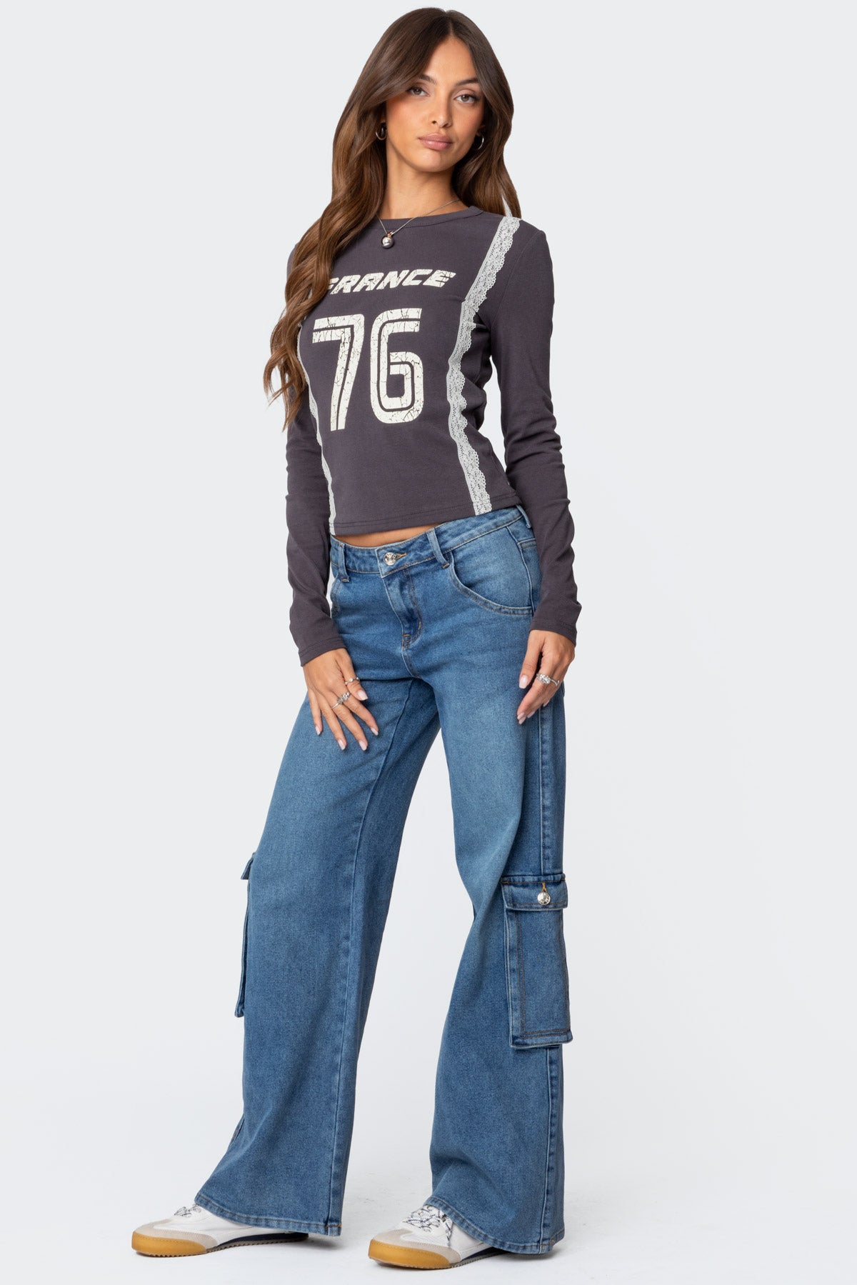 Lunar Mid Rise Wide Leg Cargo Jeans - Image 4